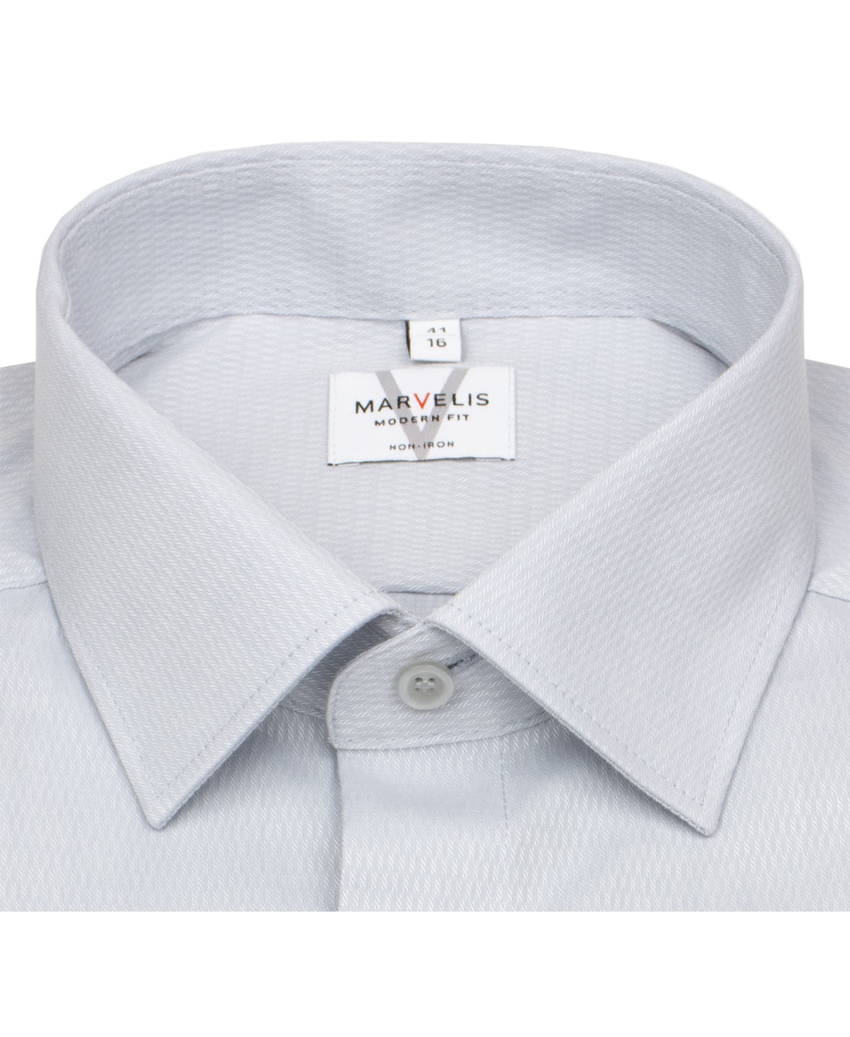Marvelis Hemd - Modern Fit - Kentkragen - Struktur - hellgrau