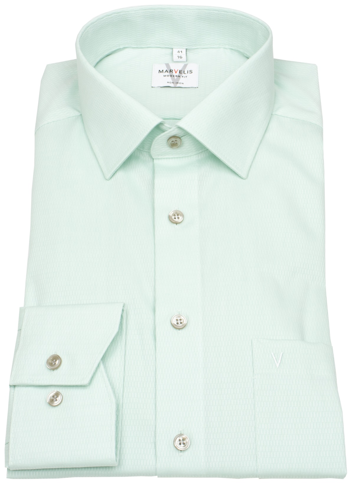 Marvelis Hemd - Modern Fit - Kentkragen - Struktur - hellgrün