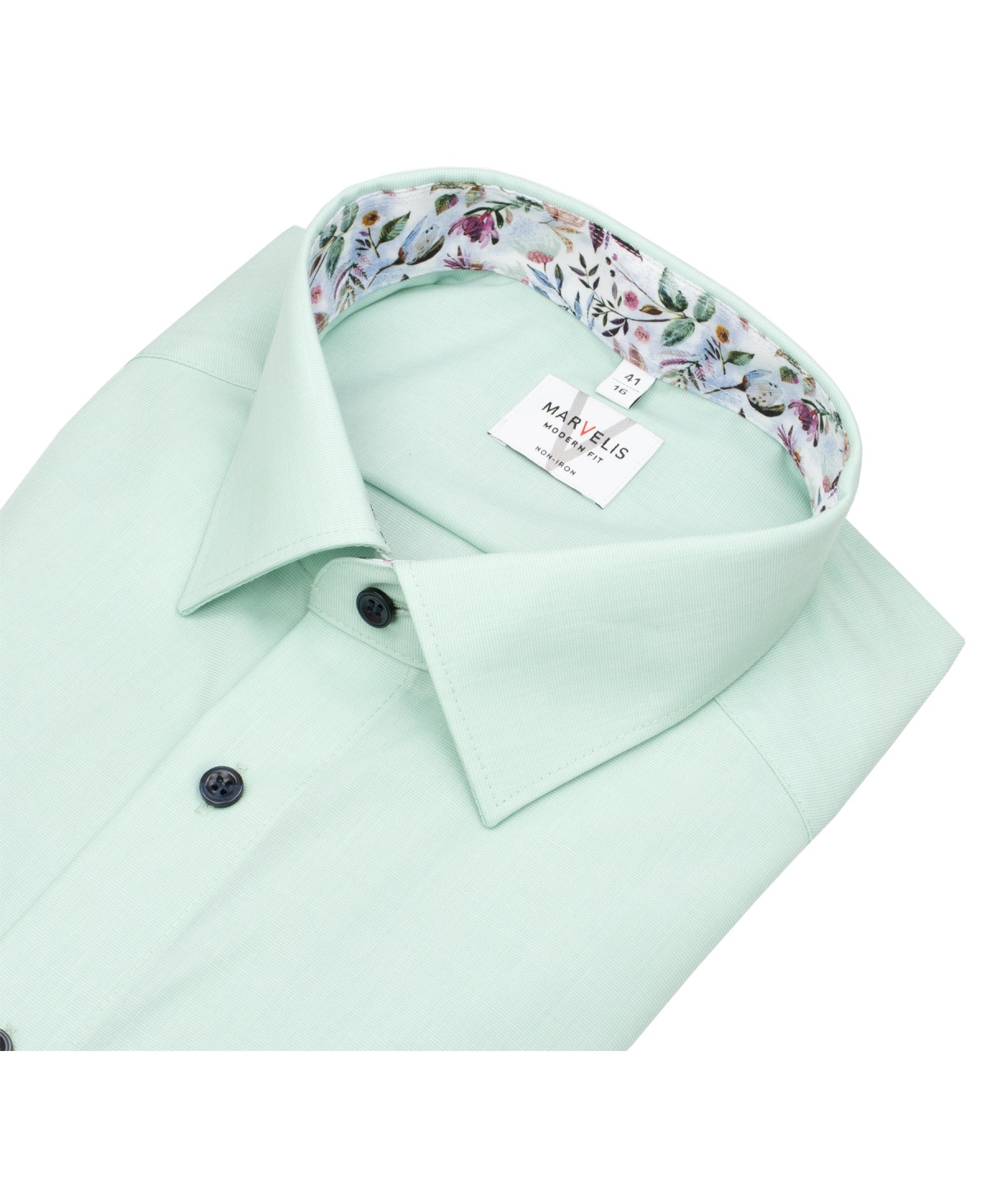 Marvelis Hemd - Modern Fit - Kontrastknöpfe - Fil à Fil - hellgrün