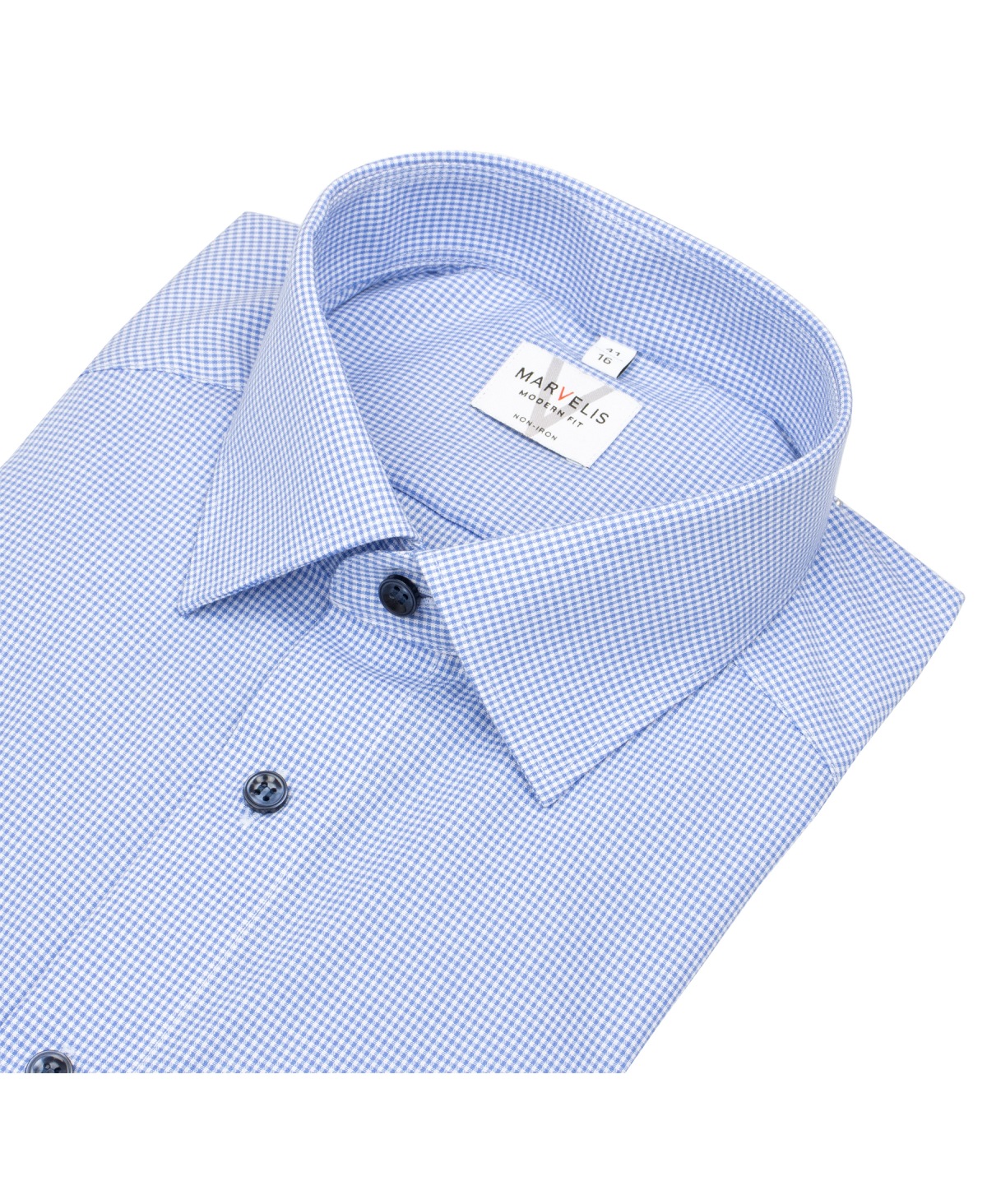 Marvelis Hemd - Modern Fit - Kontrastknöpfe - Vichykaro - hellblau / weiß