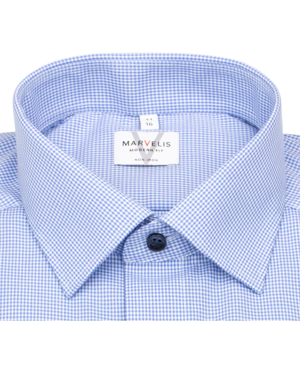 Marvelis Hemd - Modern Fit - Kontrastknöpfe - Vichykaro - hellblau / weiß