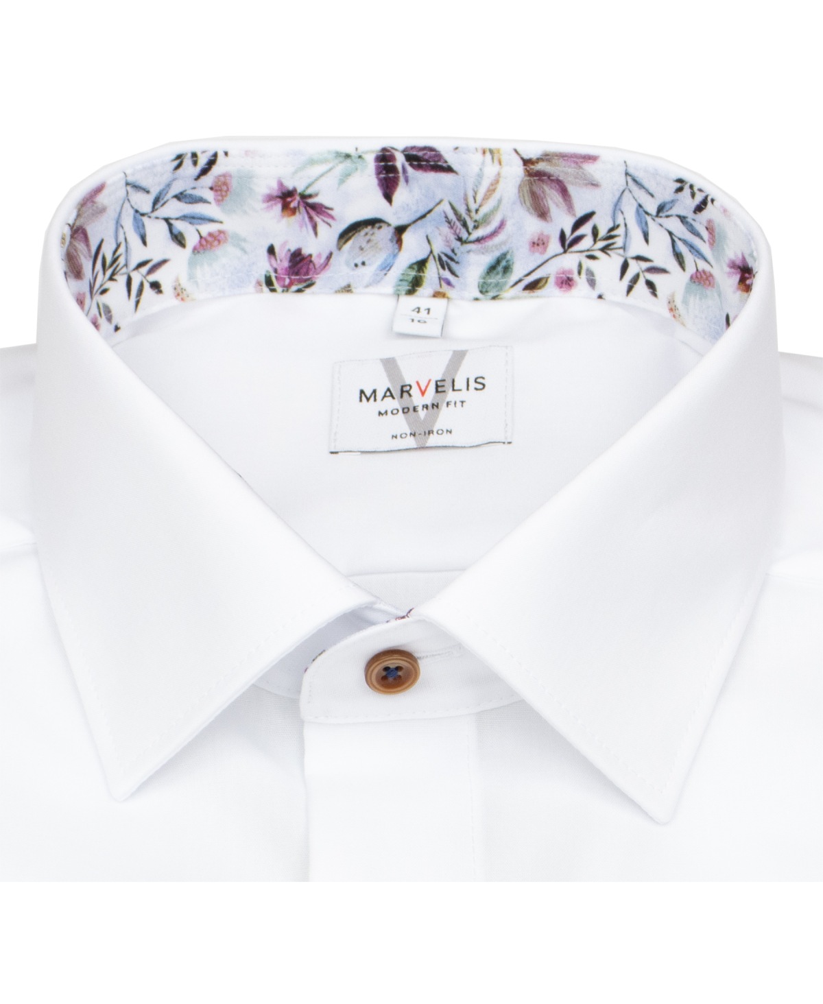 Marvelis Hemd - Modern Fit - Kontrastknöpfe - weiß - extra langer 69cm Arm
