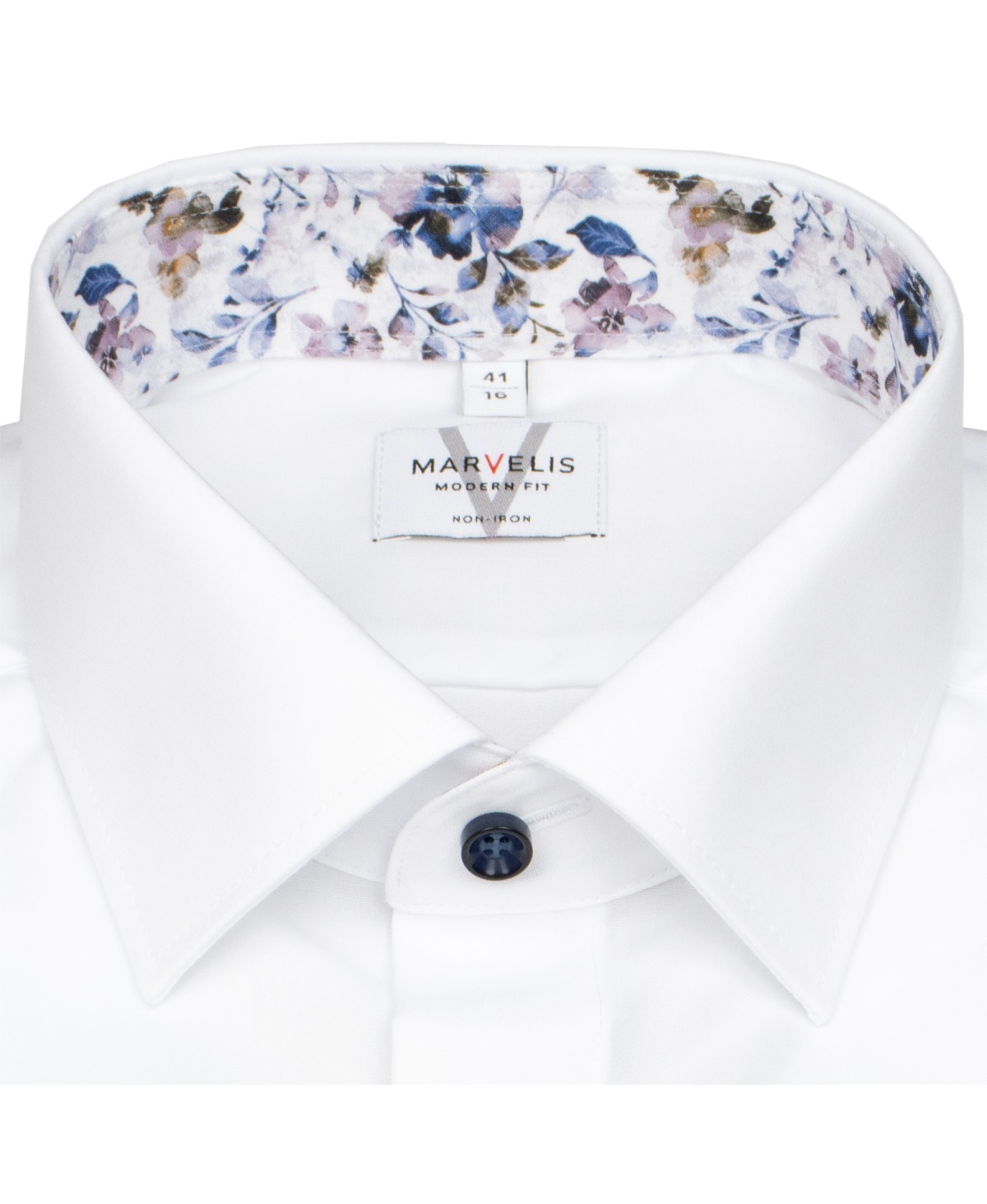 Marvelis Hemd - Modern Fit - Kontrastknöpfe - weiß - extra langer 69cm Arm - ohne OVP
