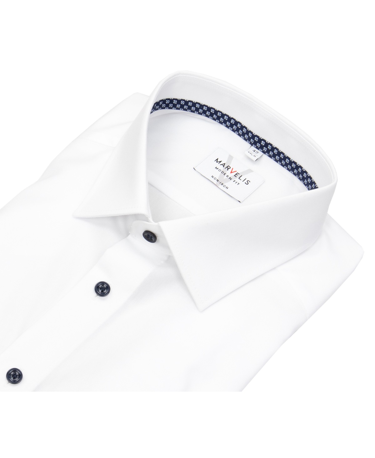 Marvelis Shirt - Modern Fit - Contrast Buttons - White - Extra Long Sleeve 69cm - w/o OP