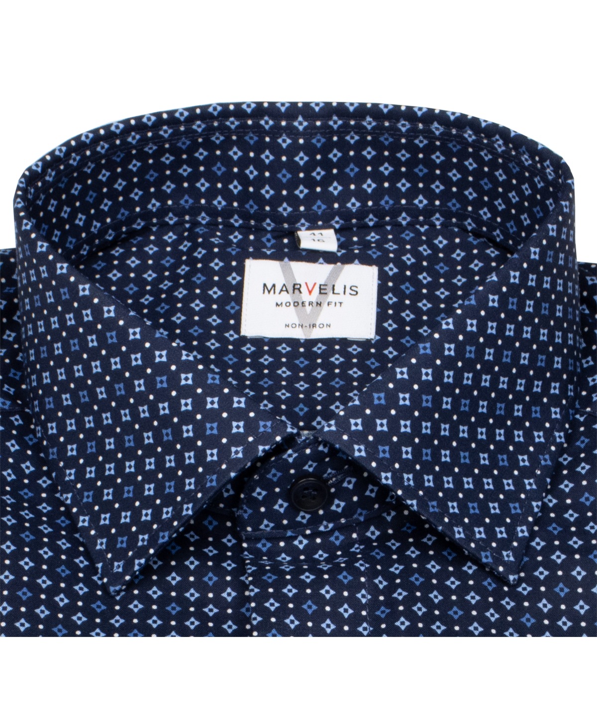 Marvelis Shirt - Modern Fit - Print - Dark Blue / Light Blue - w/o OP