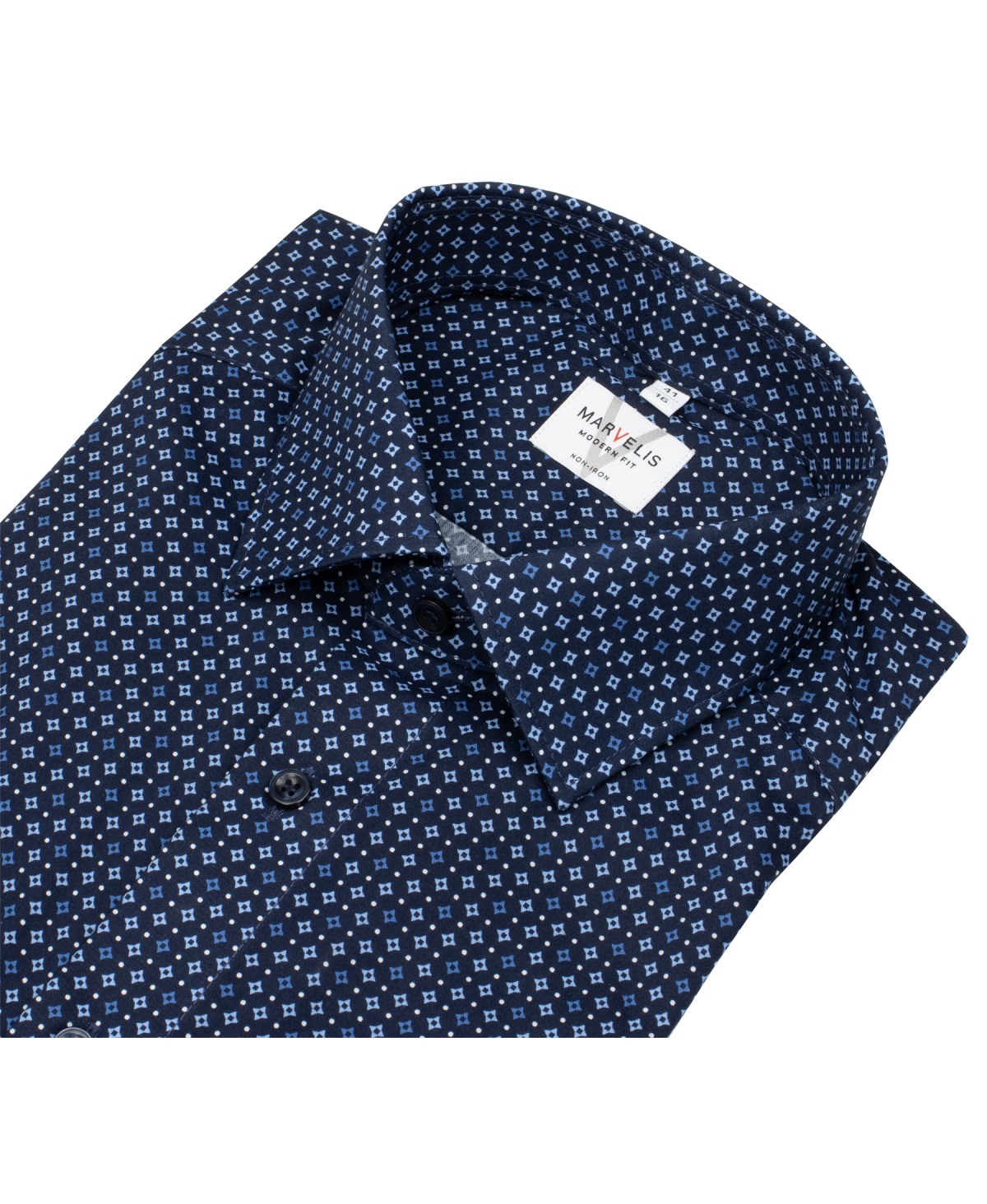Marvelis Shirt - Modern Fit - Print - Dark Blue / Light Blue - w/o OP