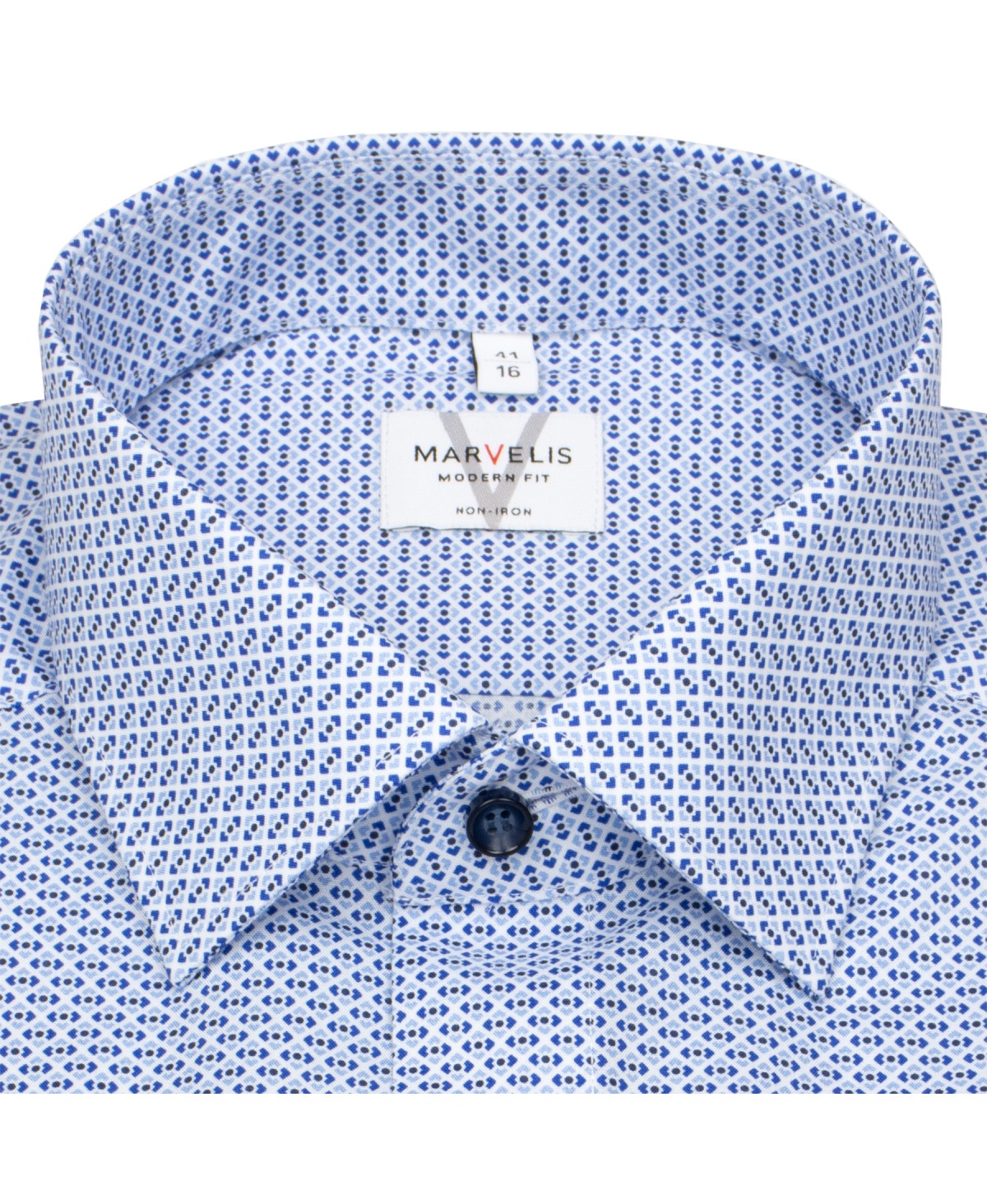 Marvelis Hemd - Modern Fit - Print - dunkelblau / hellblau / weiß