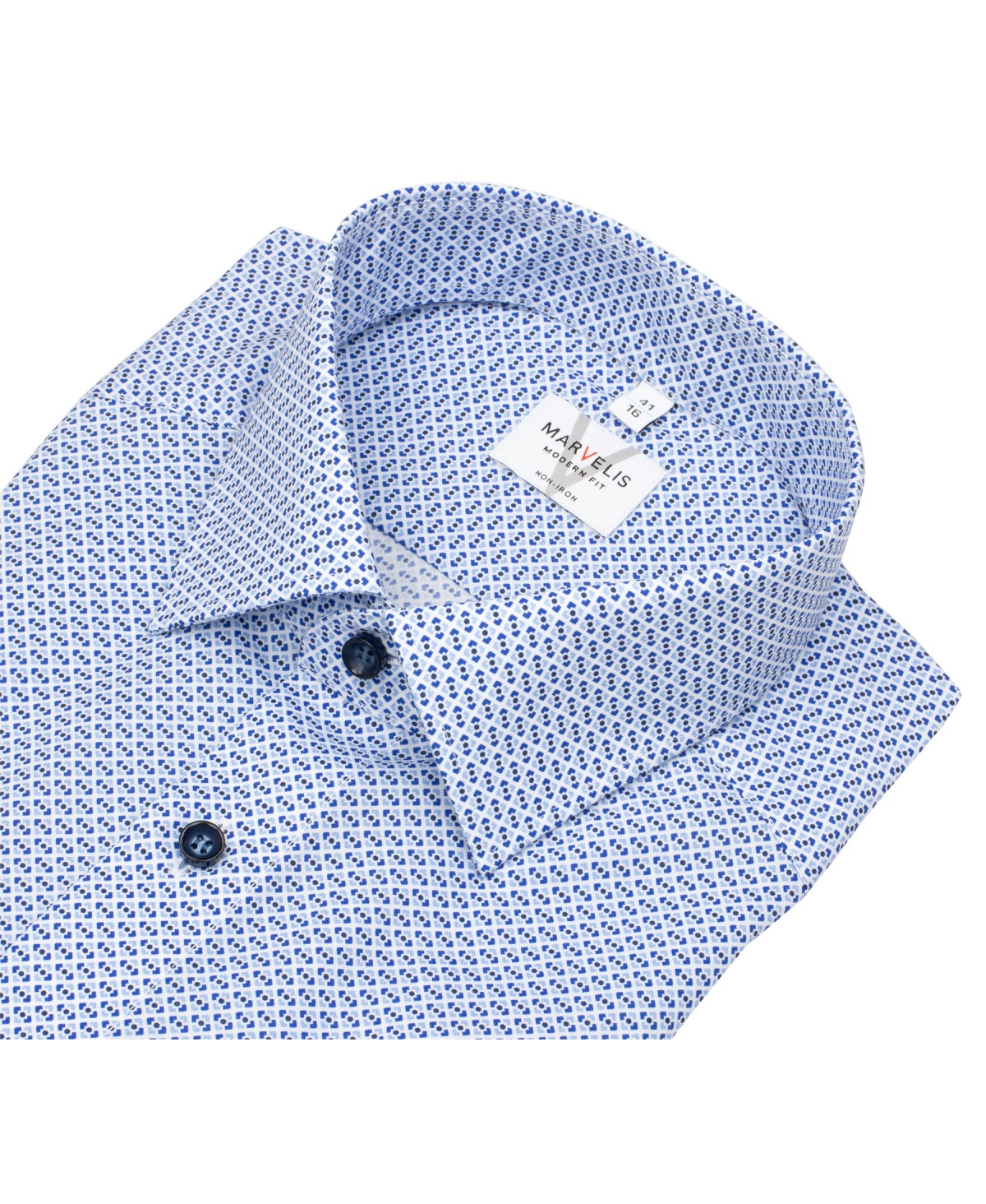 Marvelis Hemd - Modern Fit - Print - dunkelblau / hellblau / weiß
