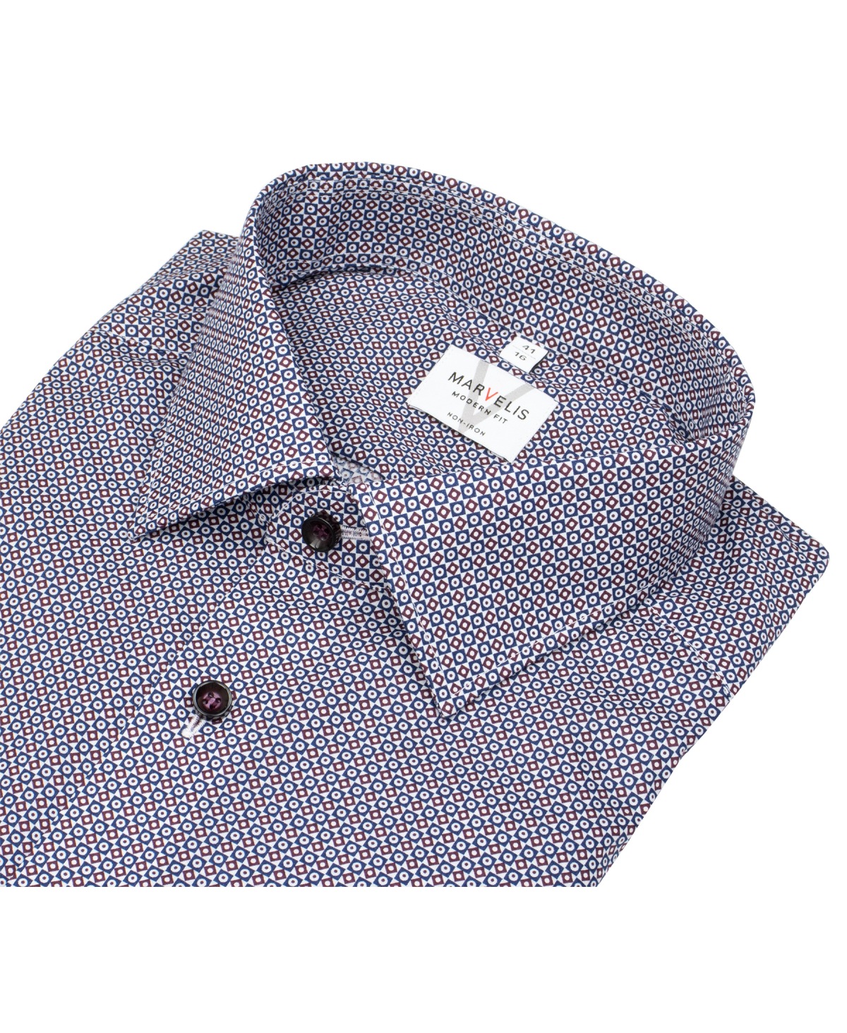 Marvelis Hemd - Modern Fit - Print - rot / blau - extra langer 69cm Arm
