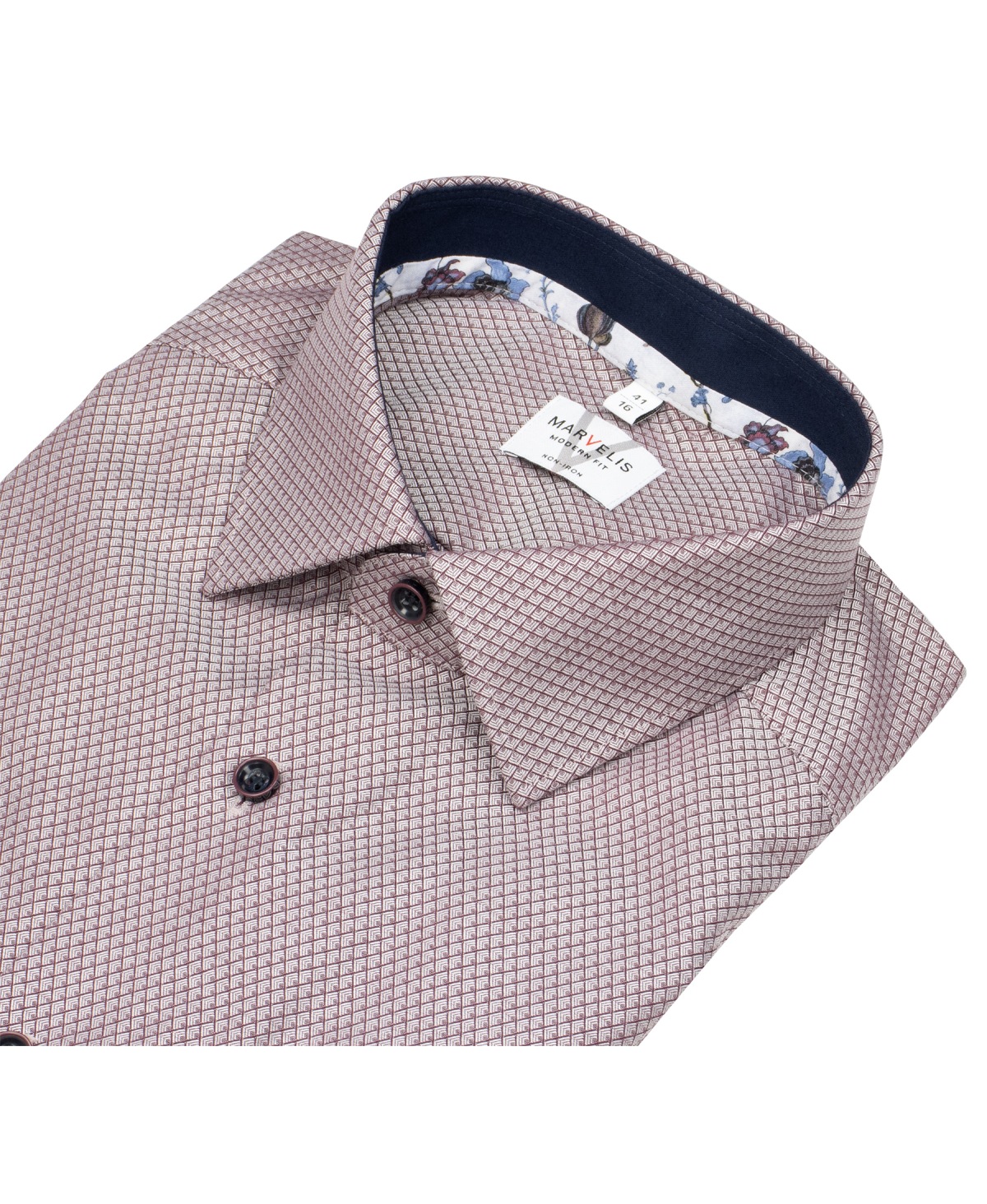 Marvelis Hemd - Modern Fit - Print - rot / weiß - extra langer 69cm Arm