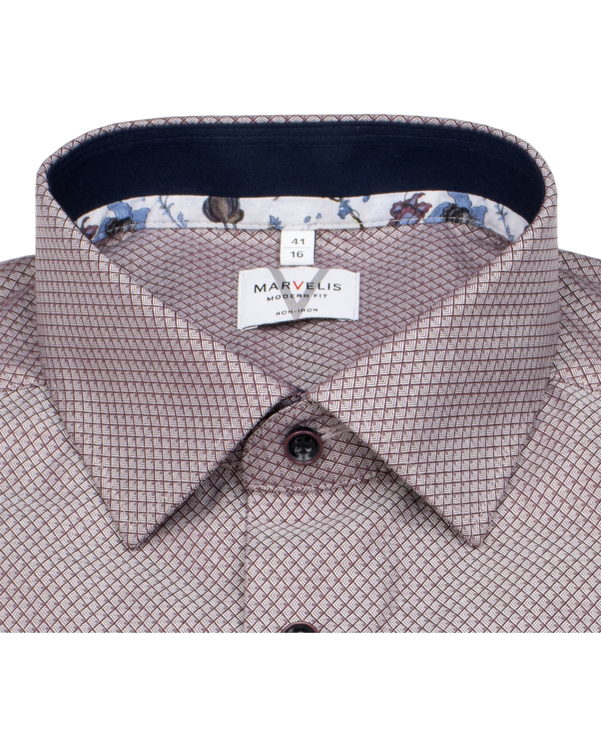 Marvelis Hemd - Modern Fit - Print - rot / weiß - extra langer 69cm Arm