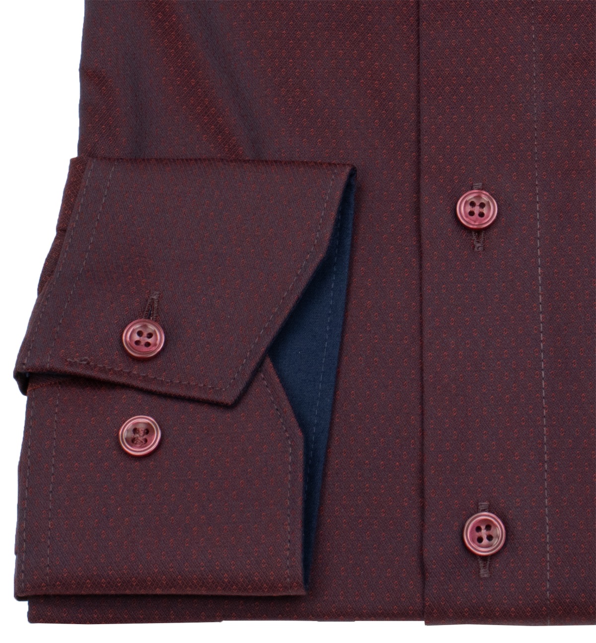 Marvelis Hemd - Modern Fit - Struktur - Chambray - rot - extra langer 69cm Arm - ohne OVP