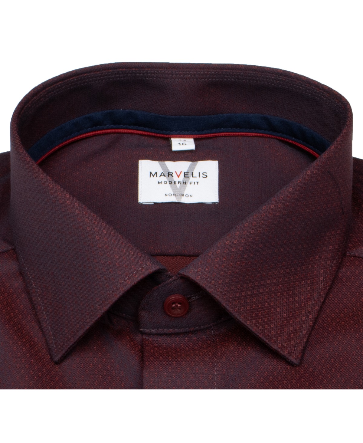 Marvelis Hemd - Modern Fit - Struktur - Chambray - rot - extra langer 69cm Arm - ohne OVP