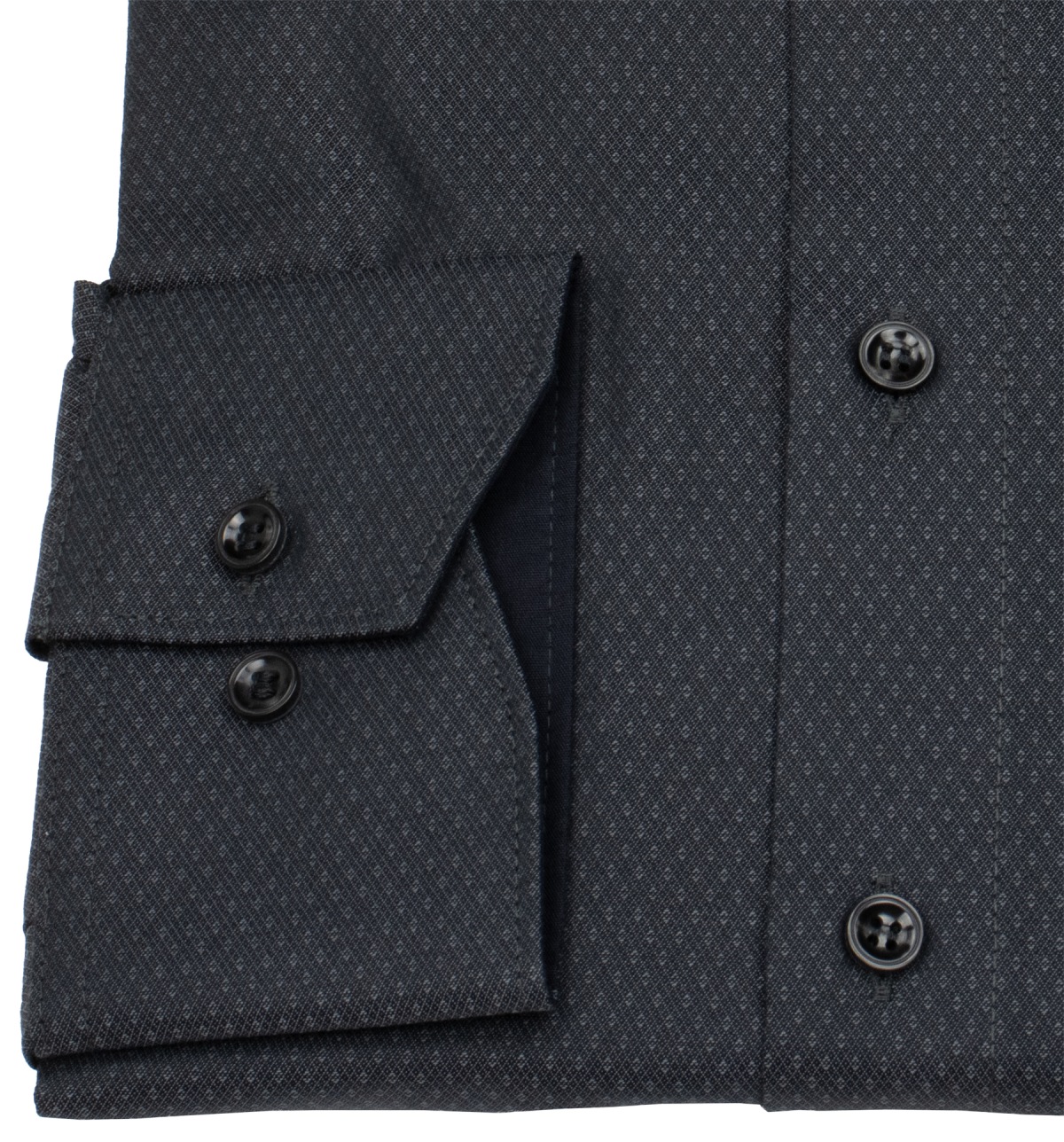 Marvelis Hemd - Modern Fit - Struktur - Chambray - schwarz - extra langer 69cm Arm