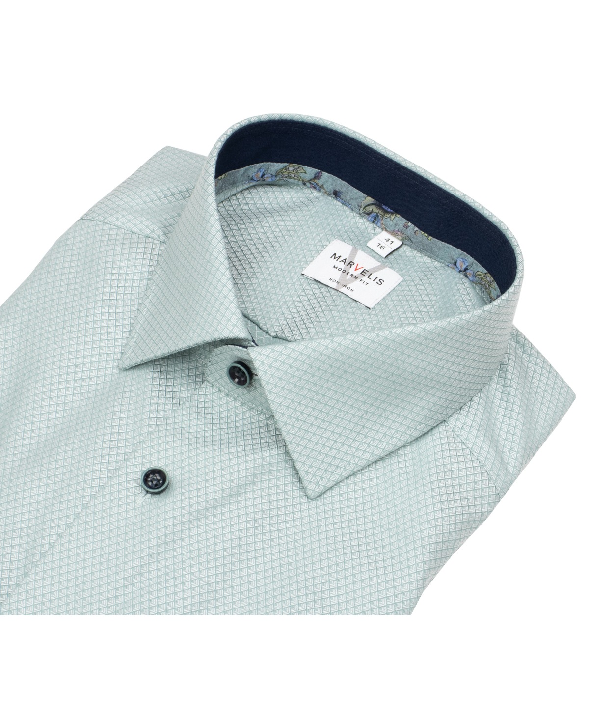 Marvelis Hemd - Modern Fit - Struktur - grün / dunkelgrün - extra langer 69cm Arm