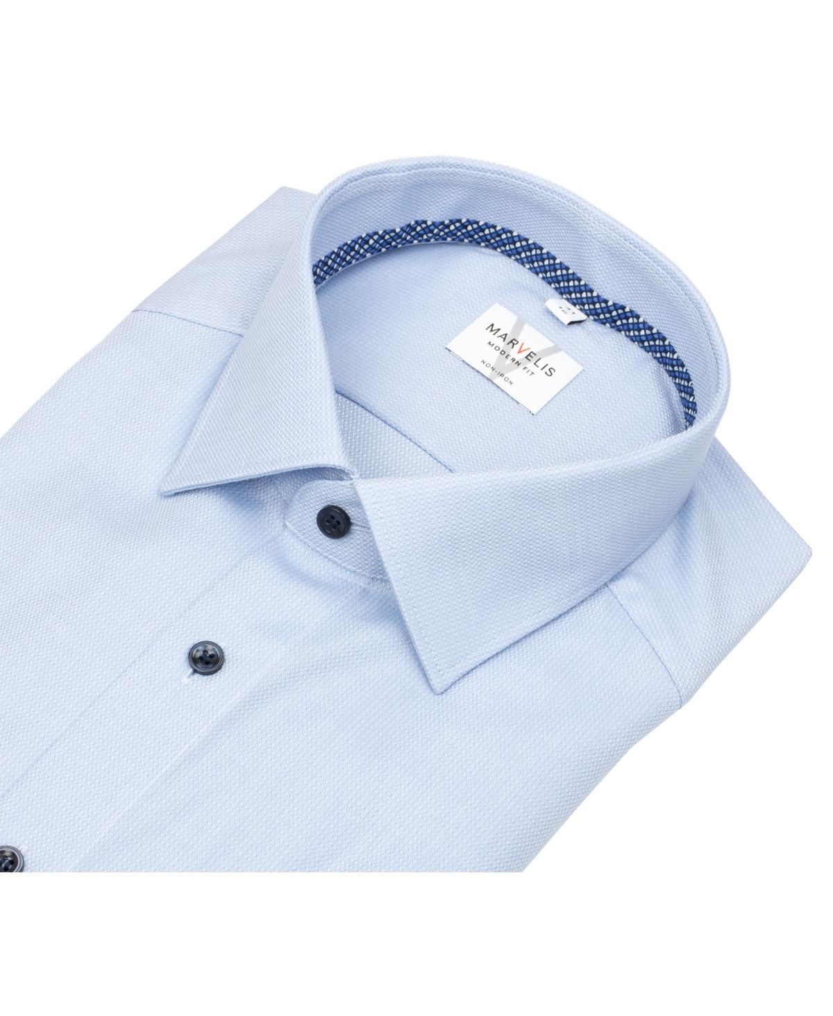 Marvelis Hemd - Modern Fit - Struktur - Kontrastknöpfe - hellblau - ohne OVP