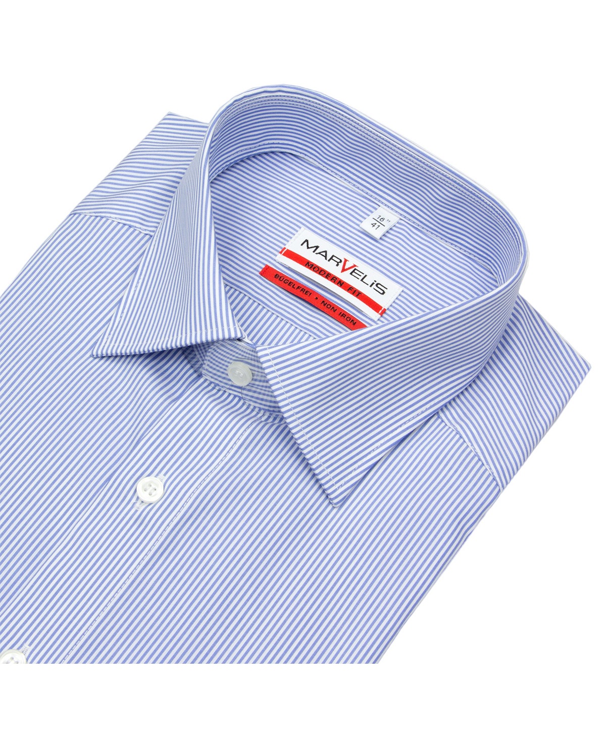 Marvelis Hemd - Modern Fit - Zündholzstreifen - blau / weiß