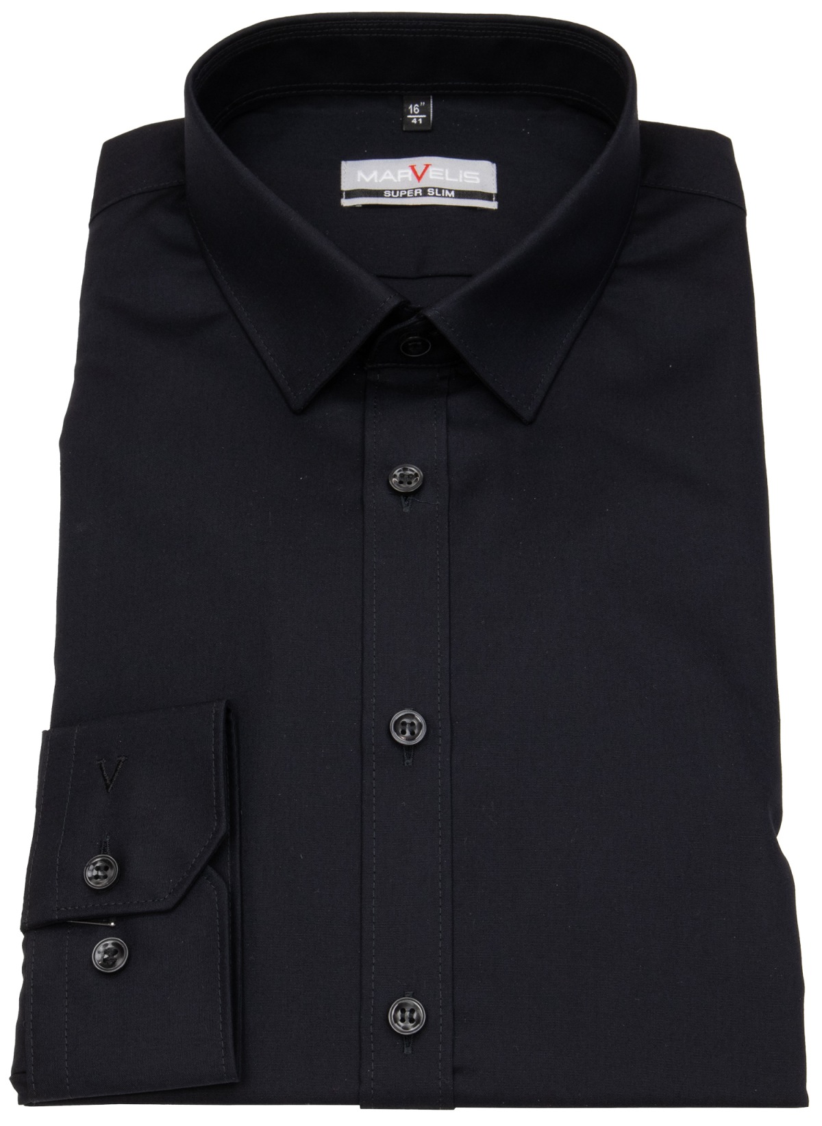 Marvelis Chemise - Super Slim Fit - col Kent - noir - manches extra longues 69 cm - sans emballage d´origine