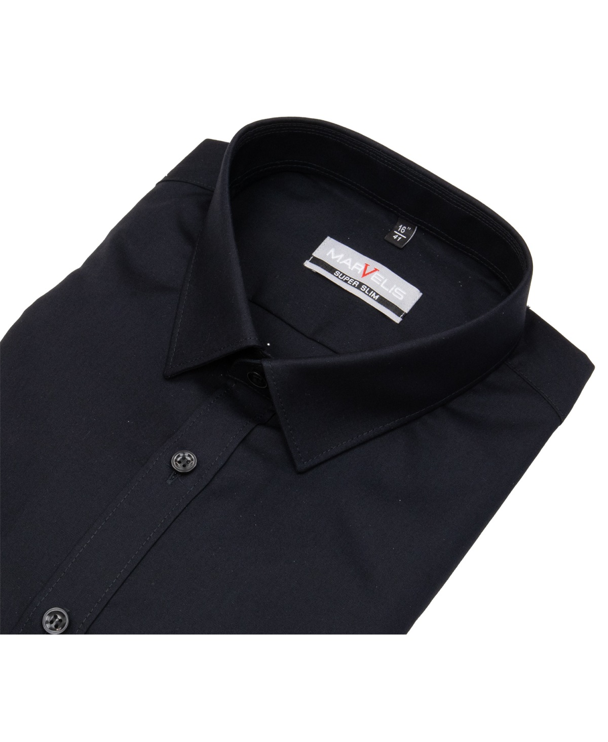 Marvelis Chemise - Super Slim Fit - col Kent - noir - manches extra longues 69 cm - sans emballage d´origine