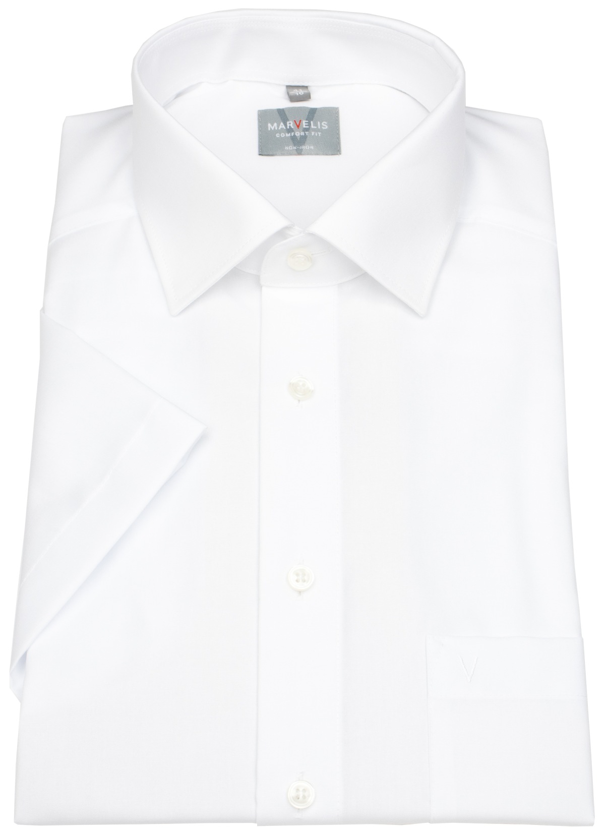 Marvelis Short Sleeve Shirt - Comfort Fit - Kent Collar - White