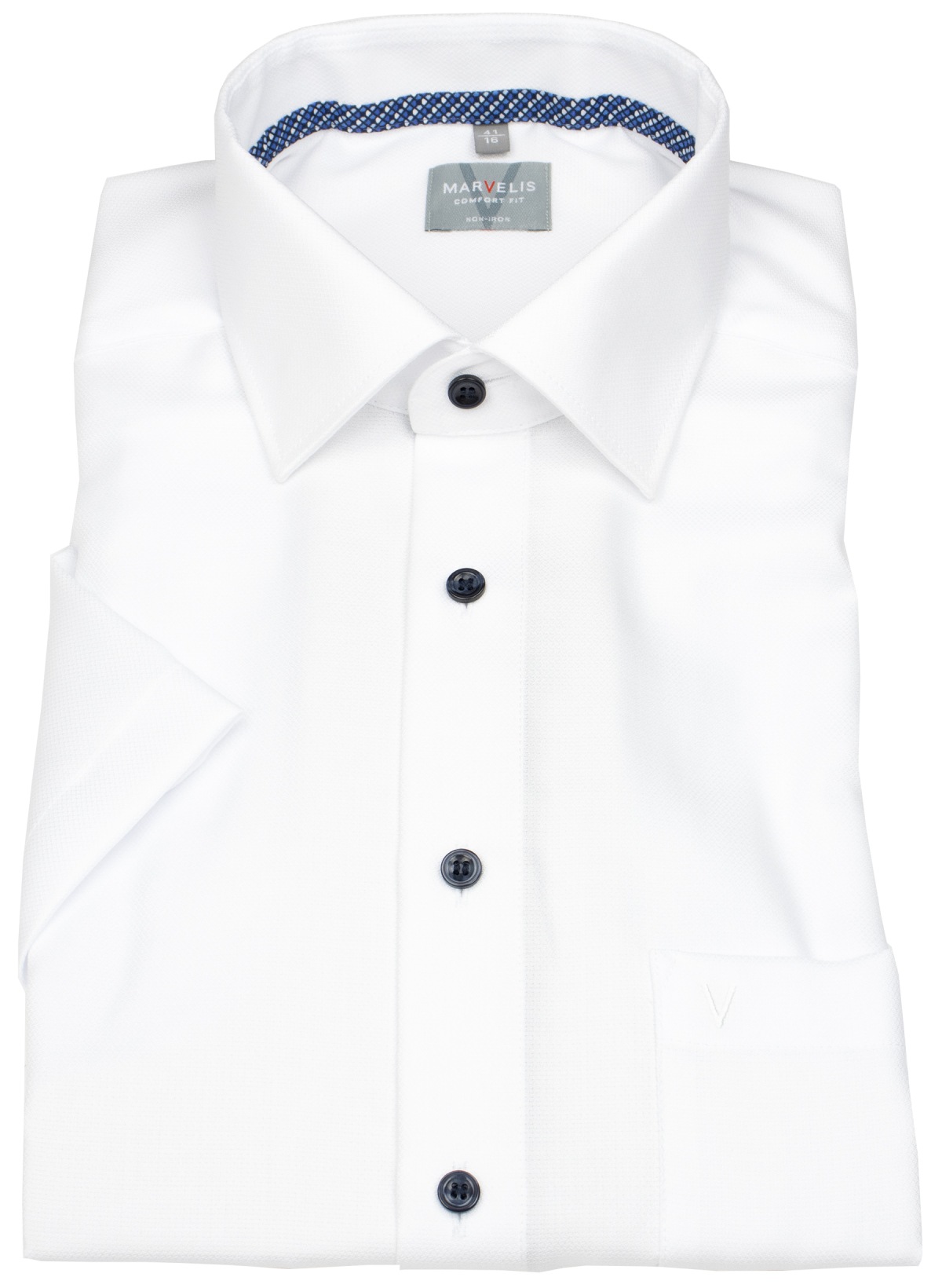 Marvelis Kurzarmhemd - Comfort Fit - Kentkragen - Kontrastknöpfe - weiß - ohne OVP