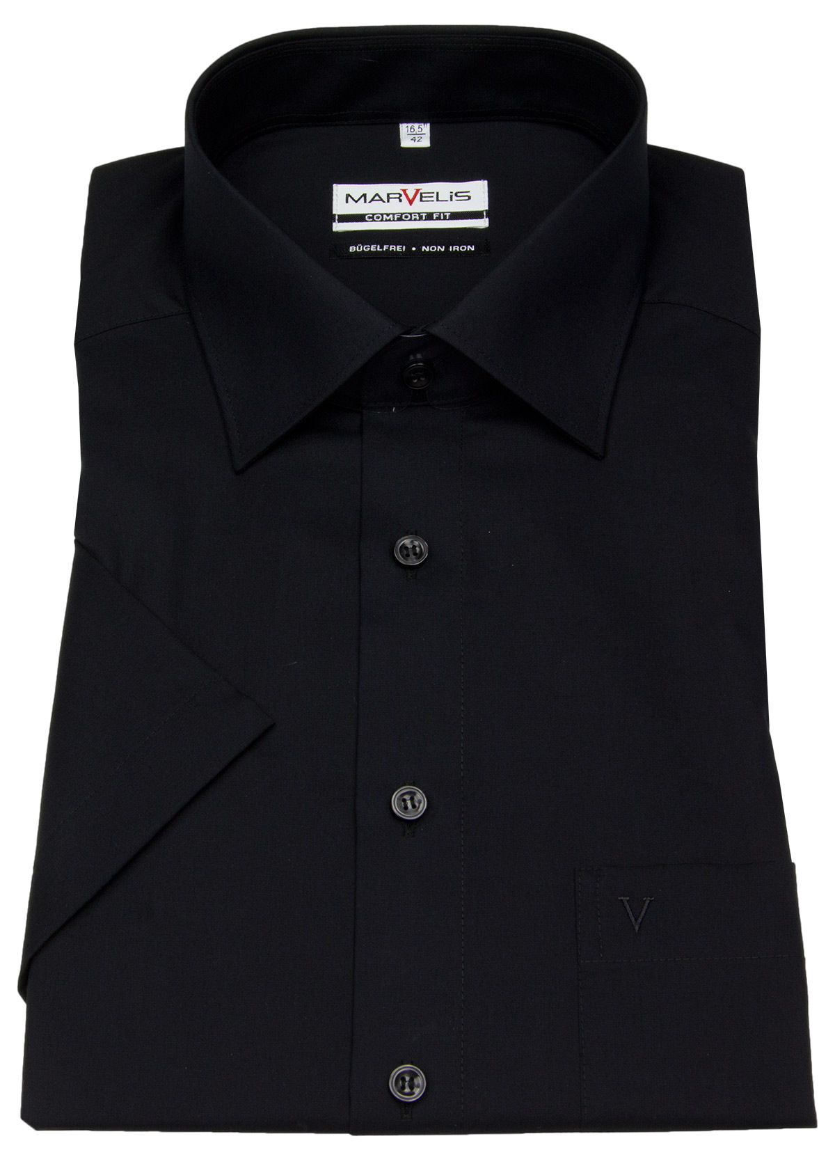 Marvelis Kurzarmhemd - Comfort Fit - Kentkragen - schwarz - ohne OVP