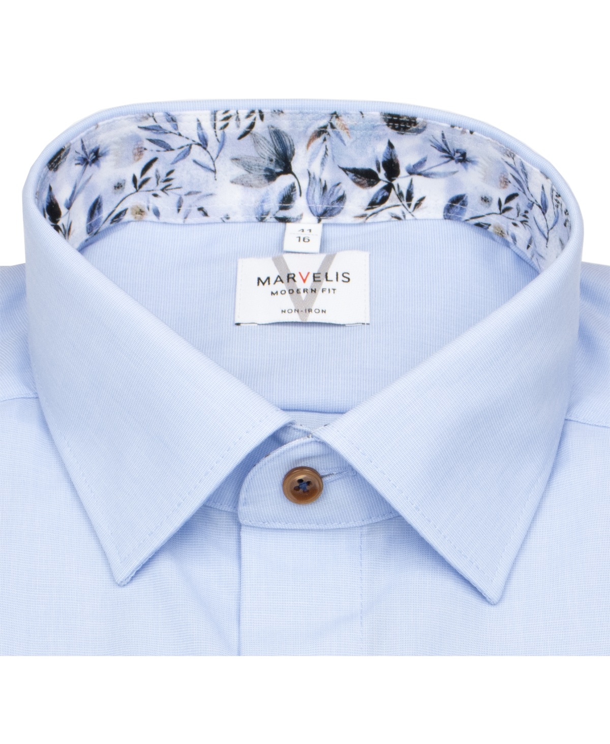 Marvelis Kurzarmhemd - Modern Fit - Kentkragen - Kontrastknöpfe - hellblau