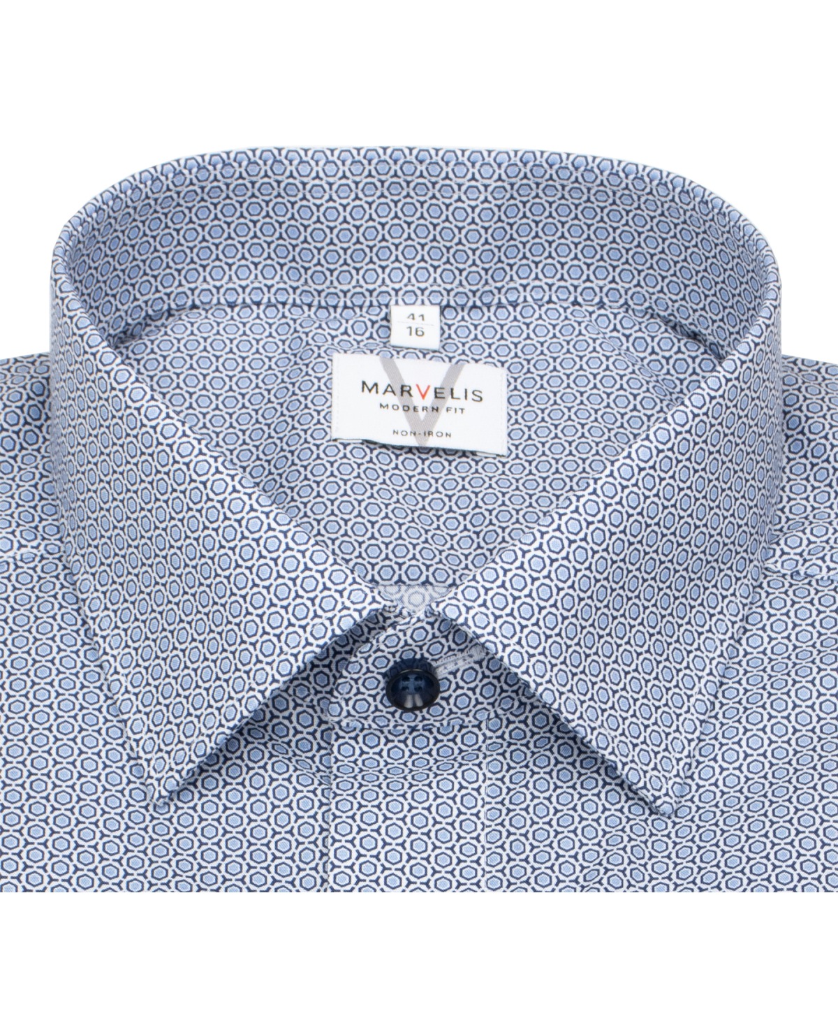 Marvelis Kurzarmhemd - Modern Fit - Kontrastknöpfe - hellblau / dunkelblau