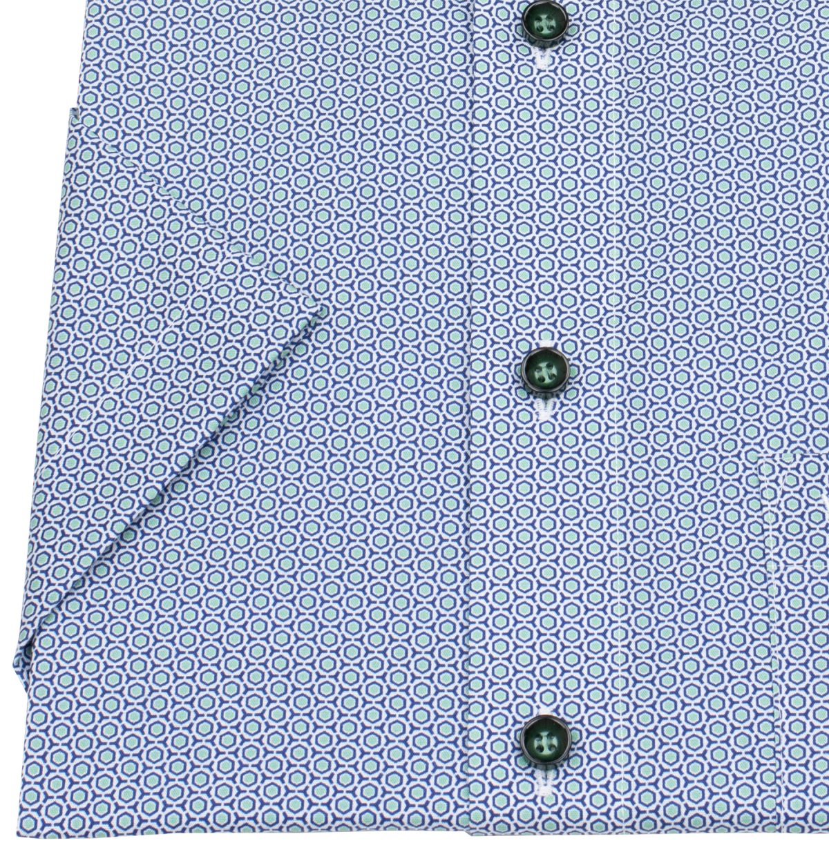 Marvelis Kurzarmhemd - Modern Fit - Kontrastknöpfe - hellblau / grün