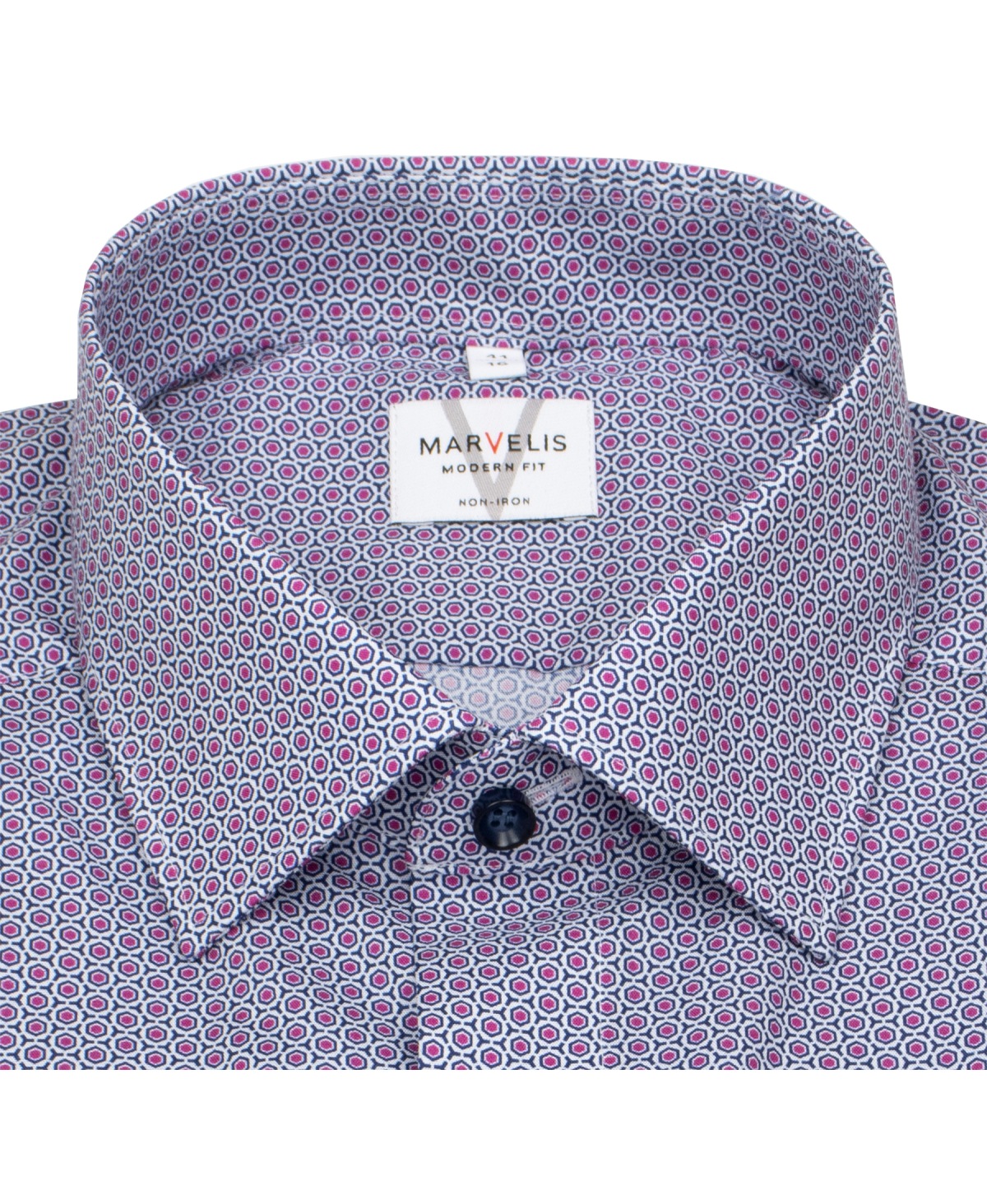 Marvelis Kurzarmhemd - Modern Fit - Kontrastknöpfe - rot / blau