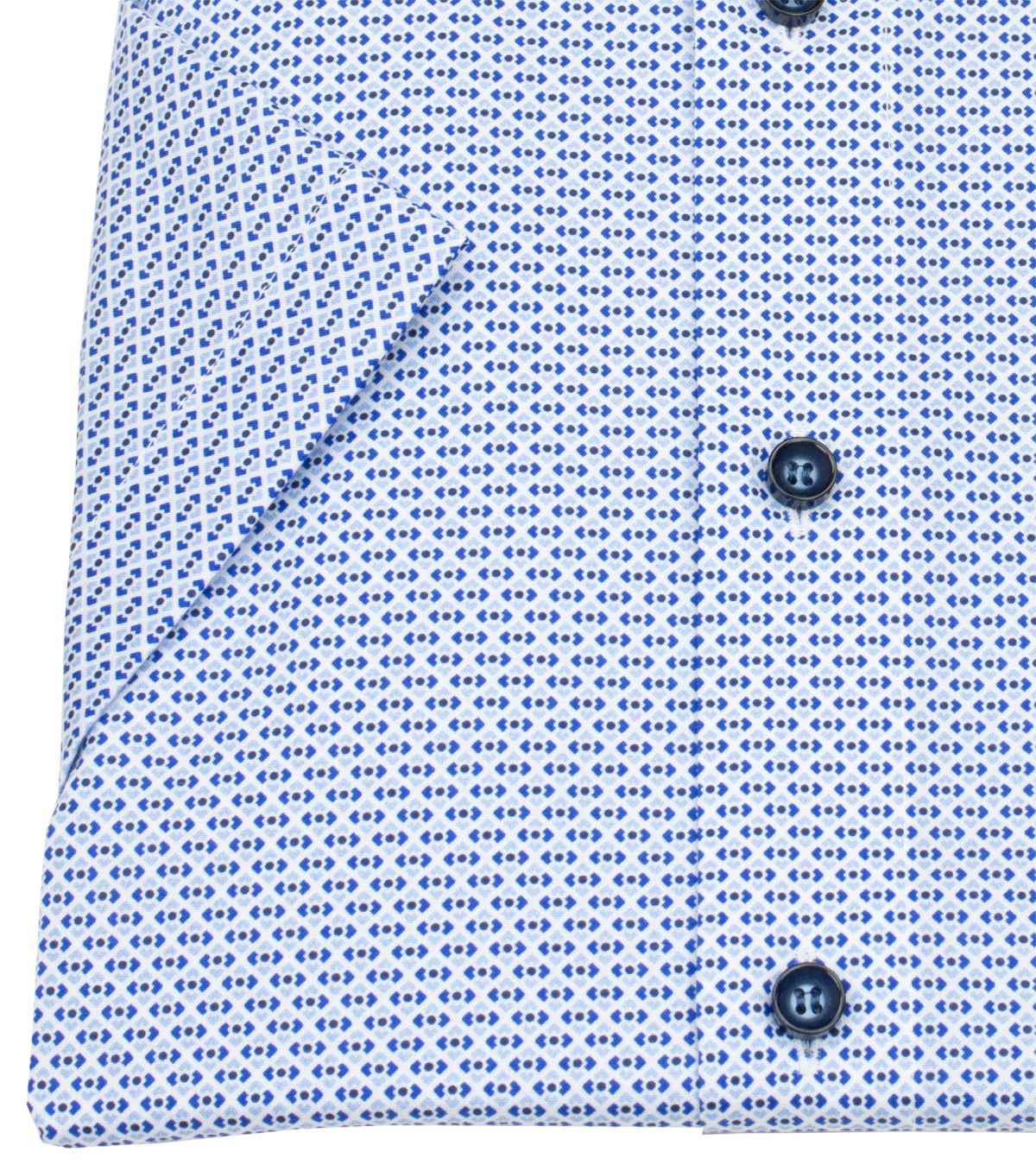 Marvelis Kurzarmhemd - Modern Fit - Print - Kontrastknöpfe - blau / hellblau