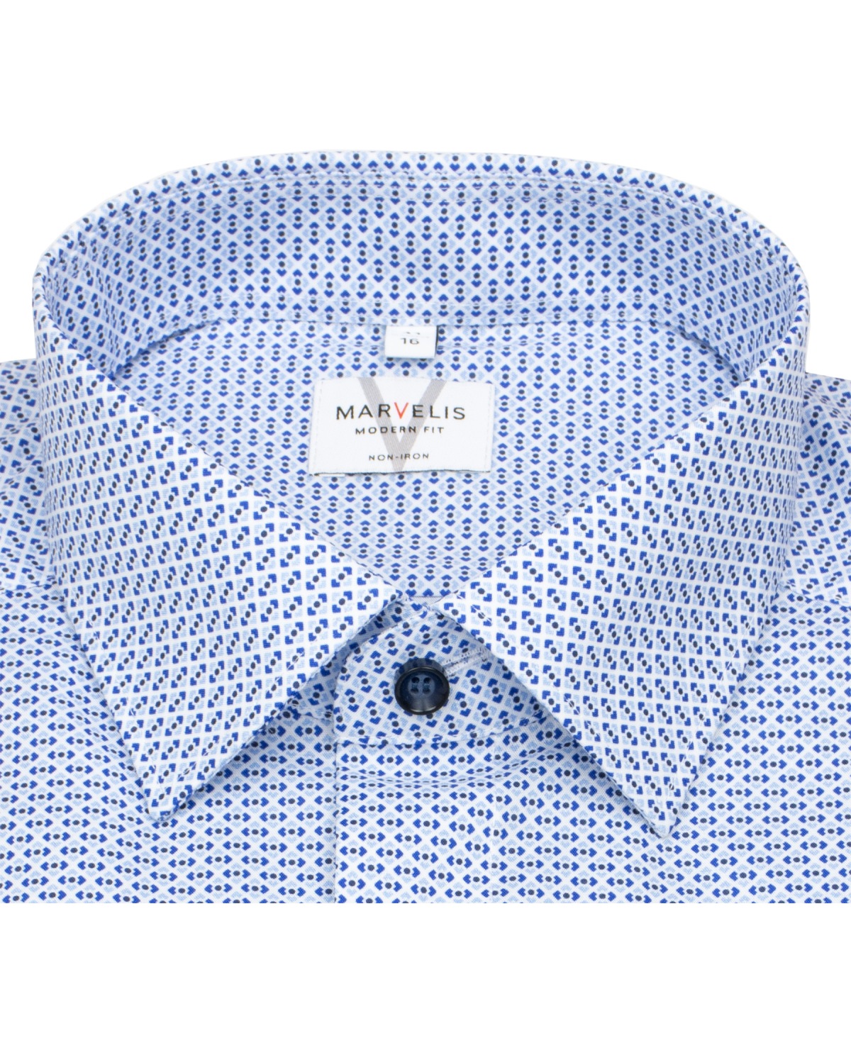 Marvelis Kurzarmhemd - Modern Fit - Print - Kontrastknöpfe - blau / hellblau