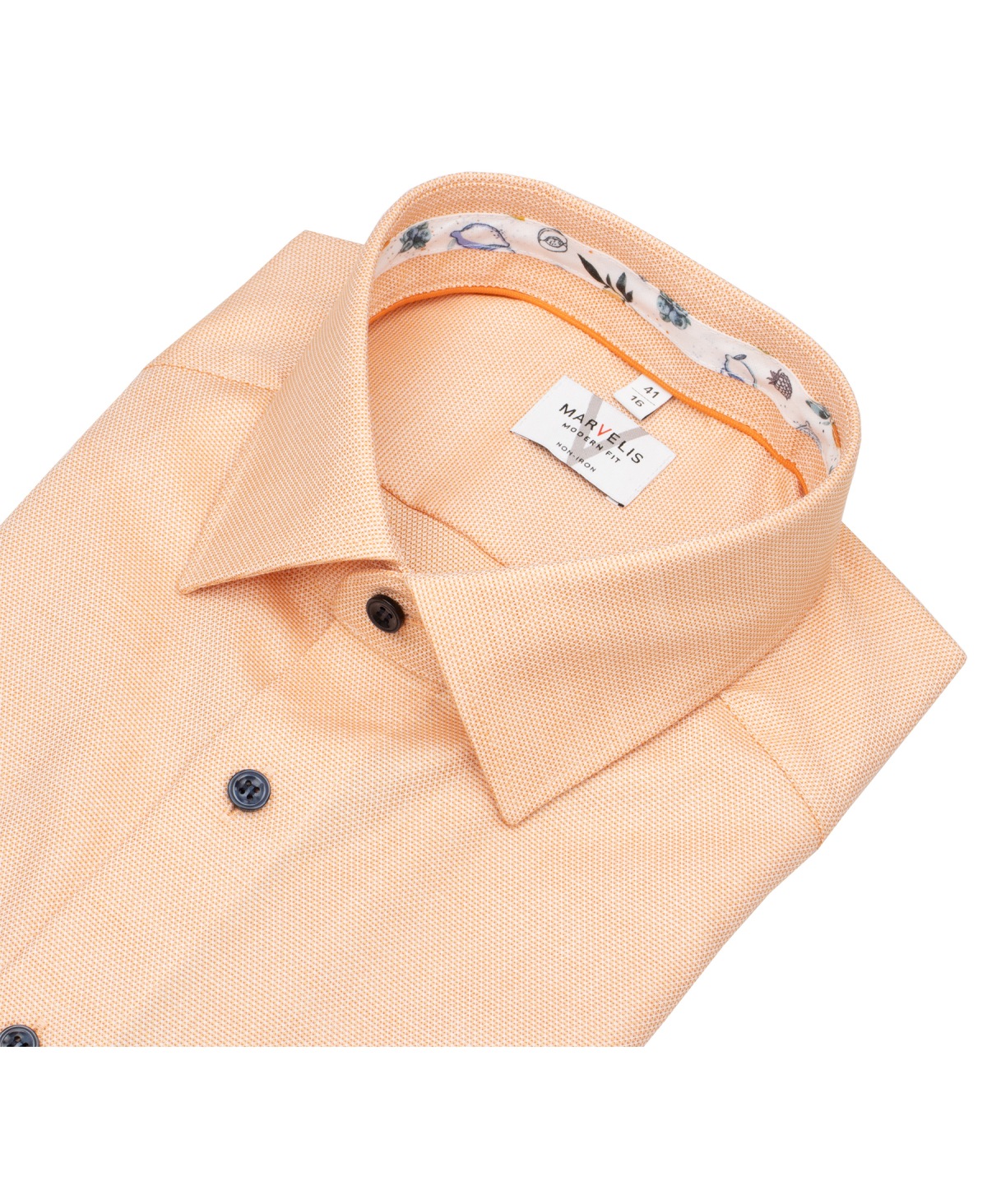 Marvelis Kurzarmhemd - Modern Fit - Struktur - Kontrastknöpfe - apricot
