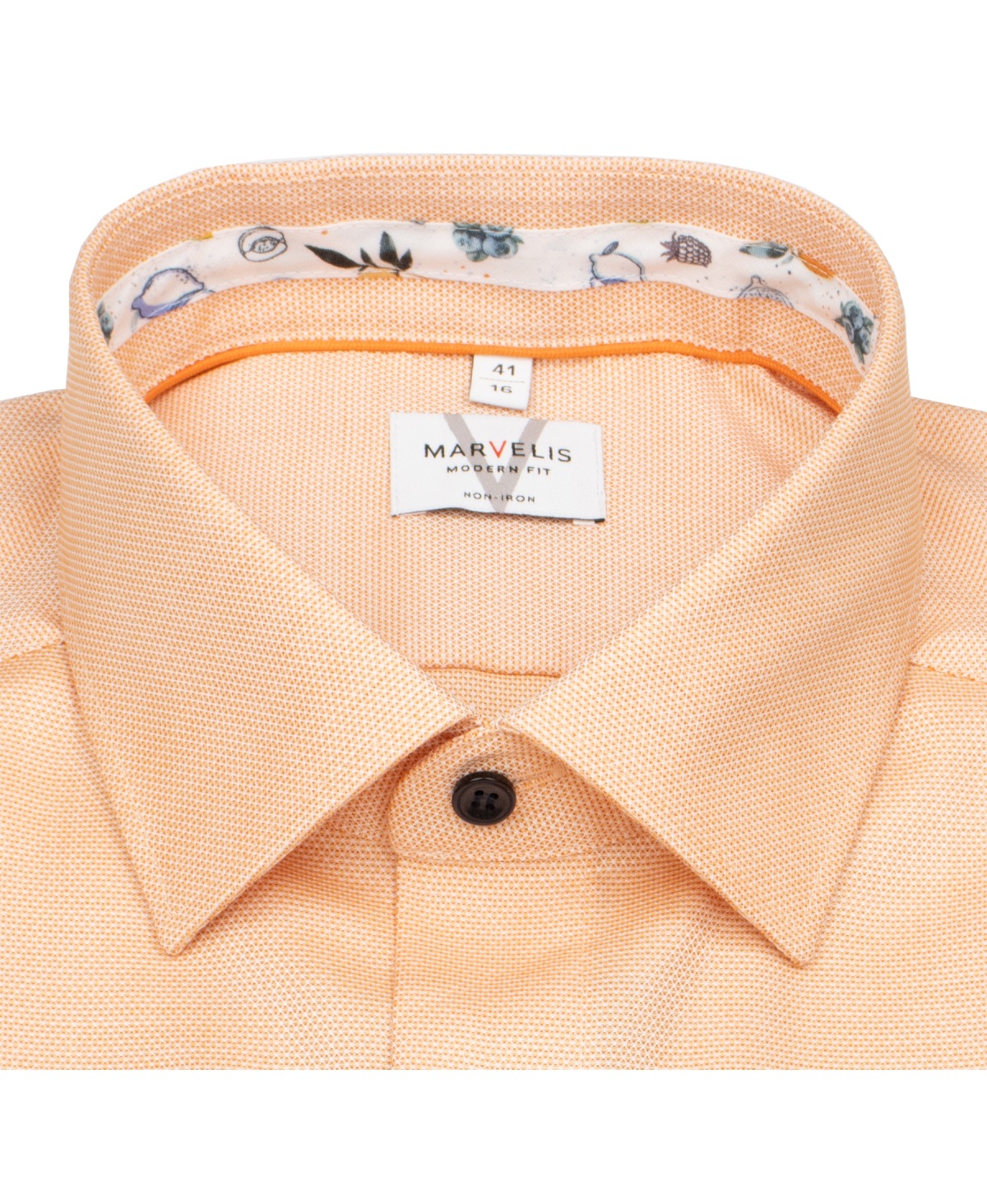 Marvelis Kurzarmhemd - Modern Fit - Struktur - Kontrastknöpfe - apricot