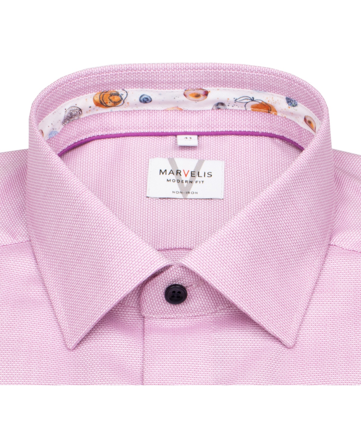 Marvelis Kurzarmhemd - Modern Fit - Struktur - Kontrastknöpfe - fuchsia