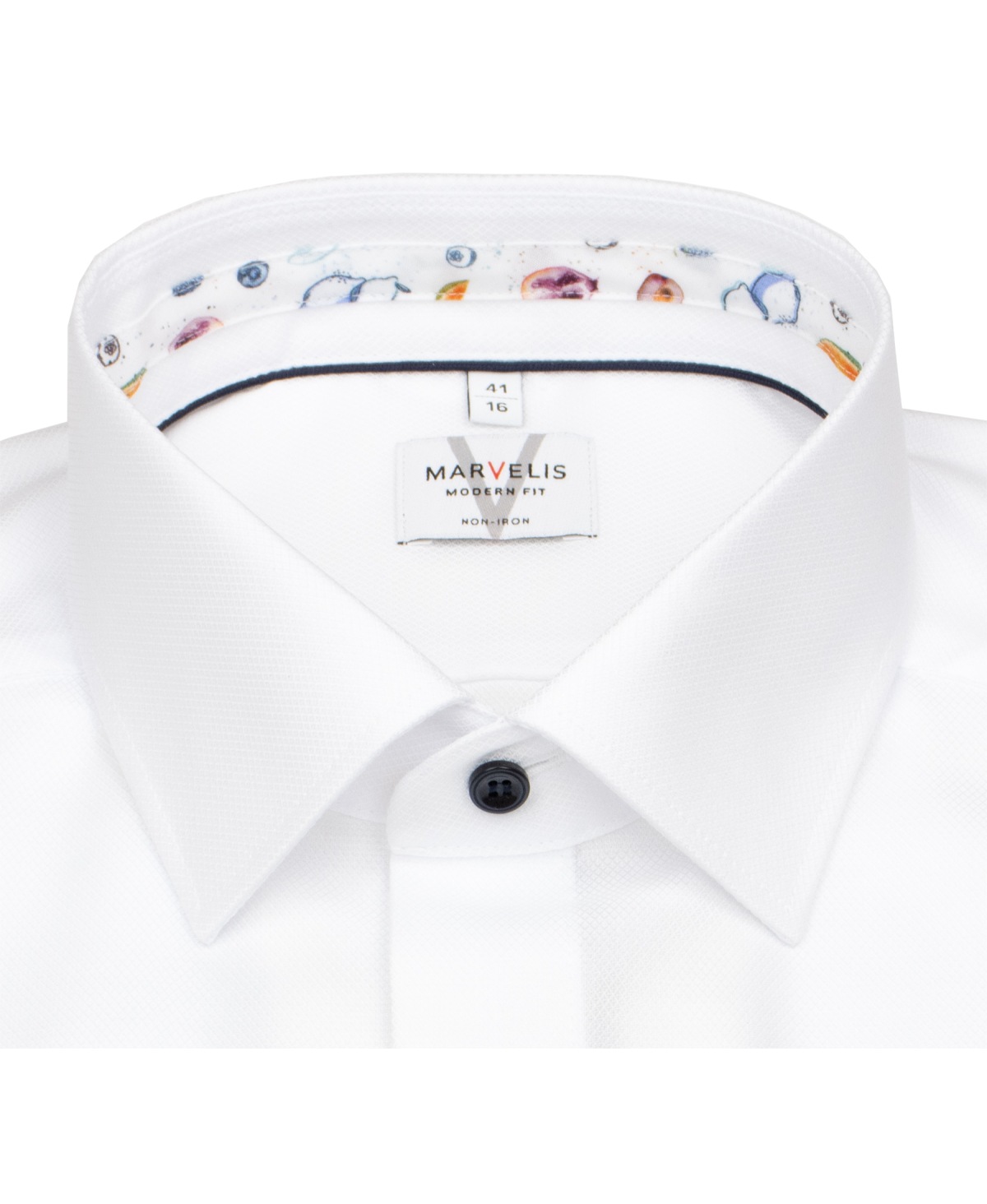 Marvelis Kurzarmhemd - Modern Fit - Struktur - Kontrastknöpfe - weiß