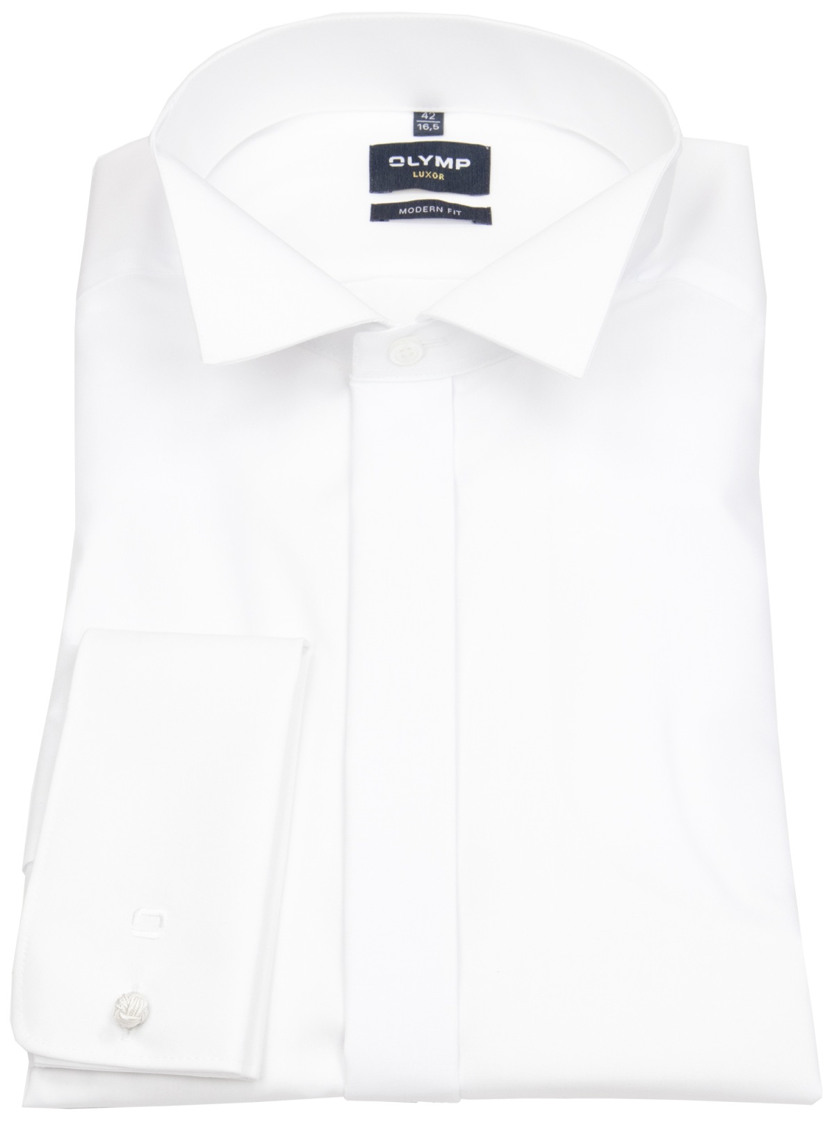 OLYMP Galahemd - Modern Fit - Kläppchenkragen - UMA - weiß - extra langer 70cm Arm