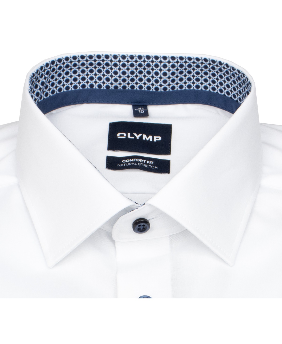 OLYMP Hemd - Comfort Fit - Kentkragen - Patch - Kontrastknöpfe - weiß
