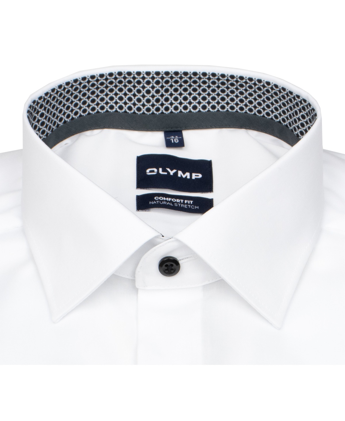 OLYMP Hemd - Comfort Fit - Kentkragen - Patch - Kontrastknöpfe - weiß