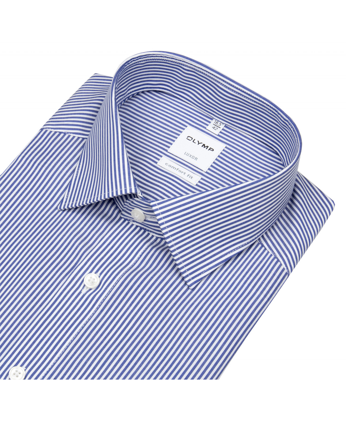 OLYMP Hemd - Comfort Fit - Kentkragen - Twill - Streifen - blau / weiß