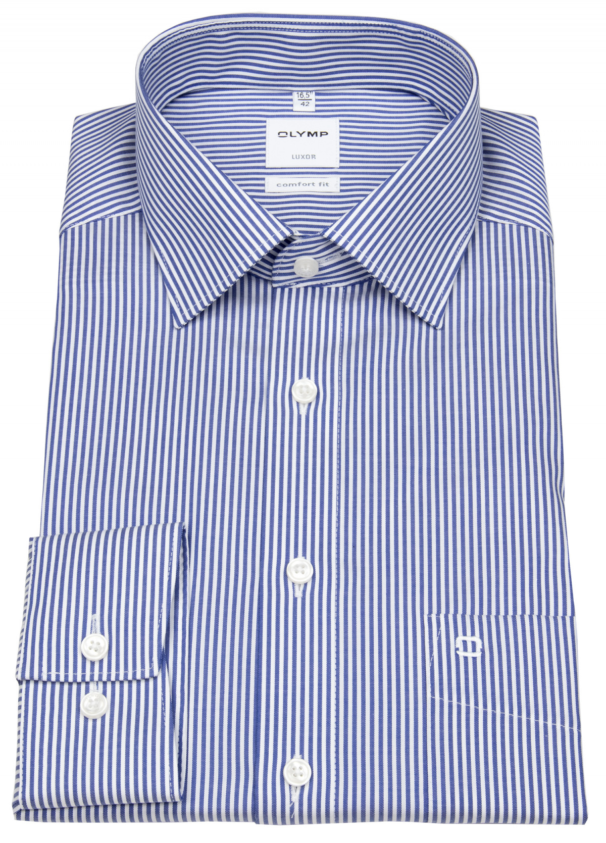 OLYMP Hemd - Comfort Fit - Kentkragen - Twill - Streifen - blau / weiß