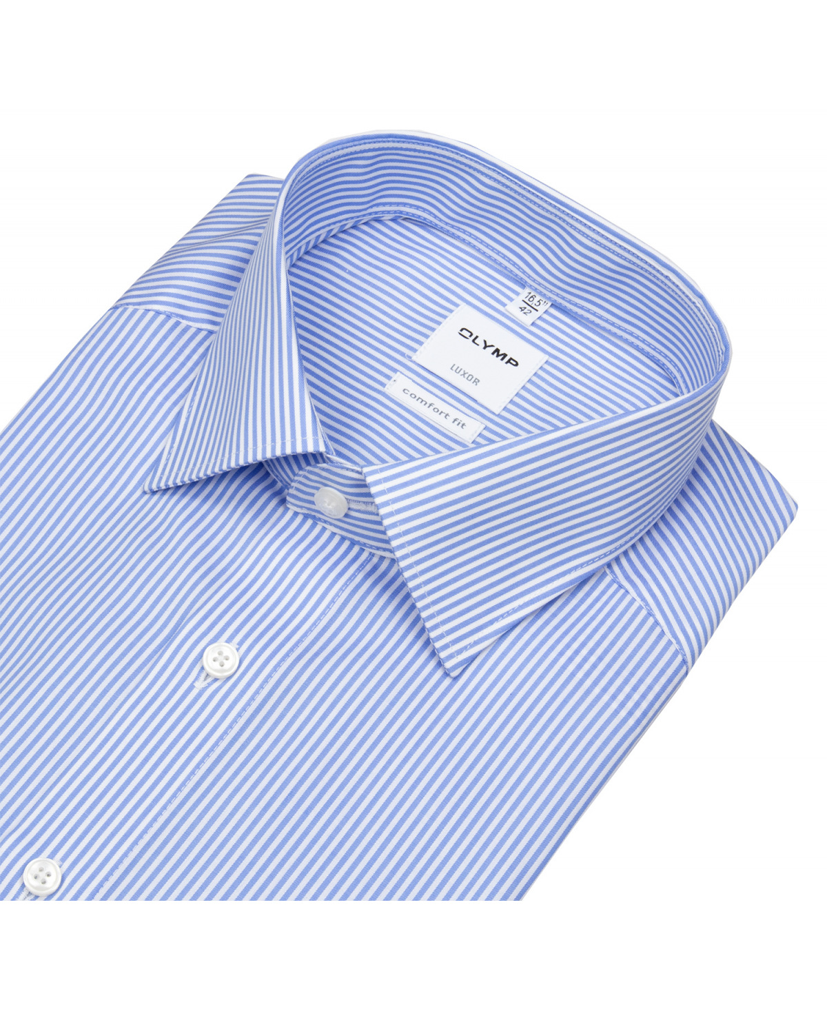 OLYMP Hemd - Comfort Fit - Kentkragen - Twill - Streifen - hellblau / weiß