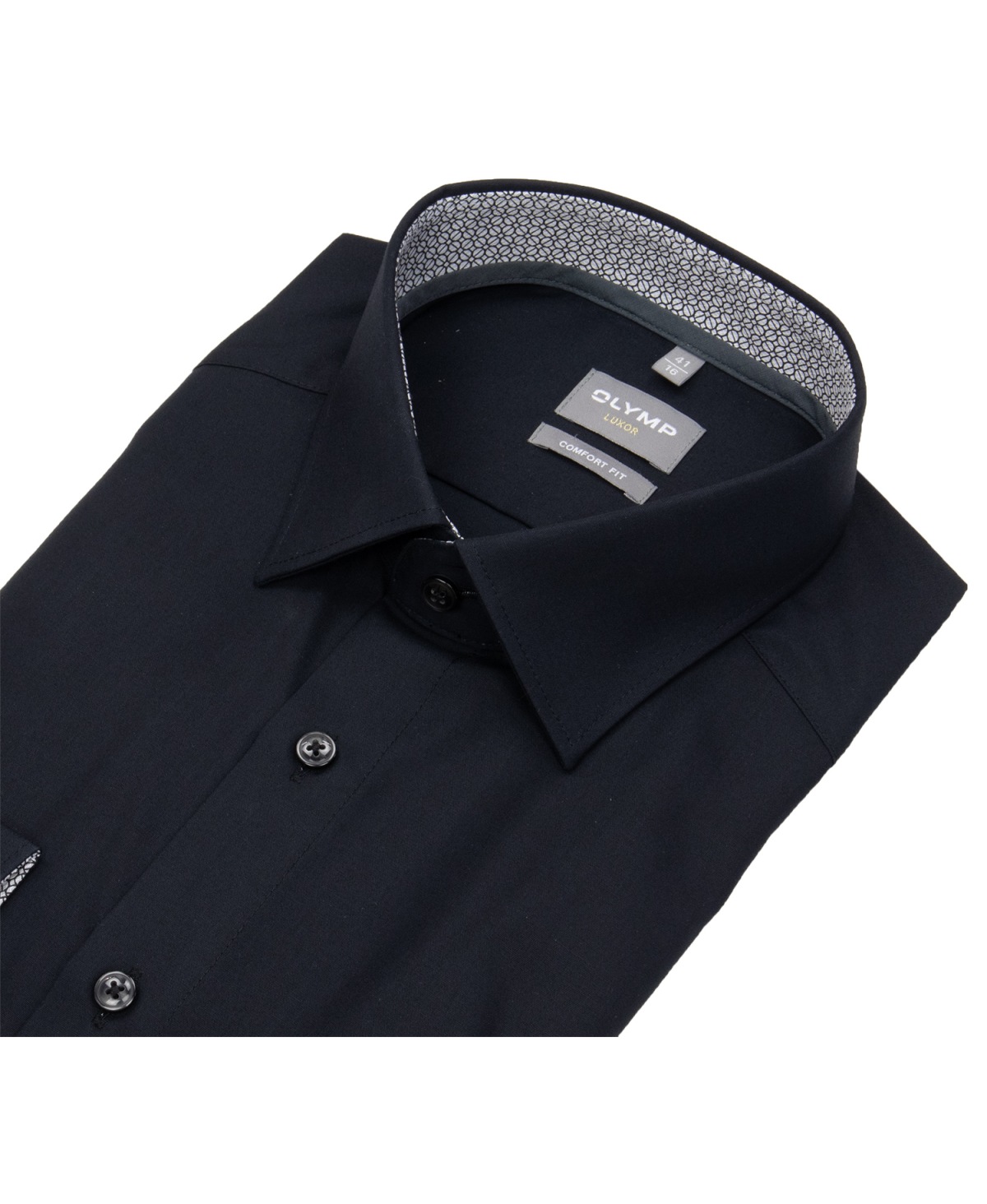 OLYMP Hemd - Comfort Fit - New Kent Kragen - Patch - schwarz