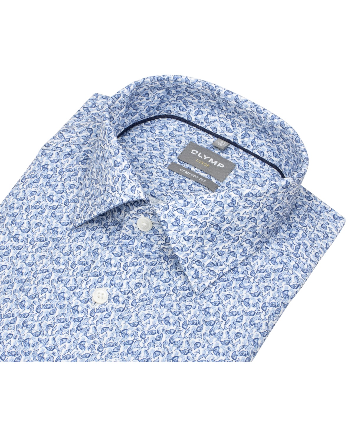 OLYMP Hemd - Comfort Fit - New Kent - Print - dunkelblau / weiß