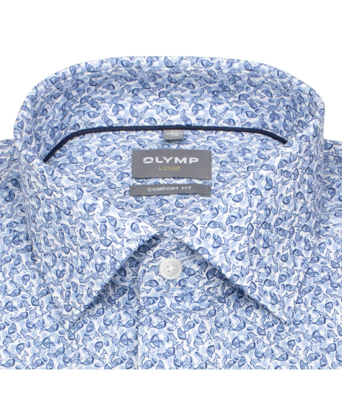 OLYMP Hemd - Comfort Fit - New Kent - Print - dunkelblau / weiß
