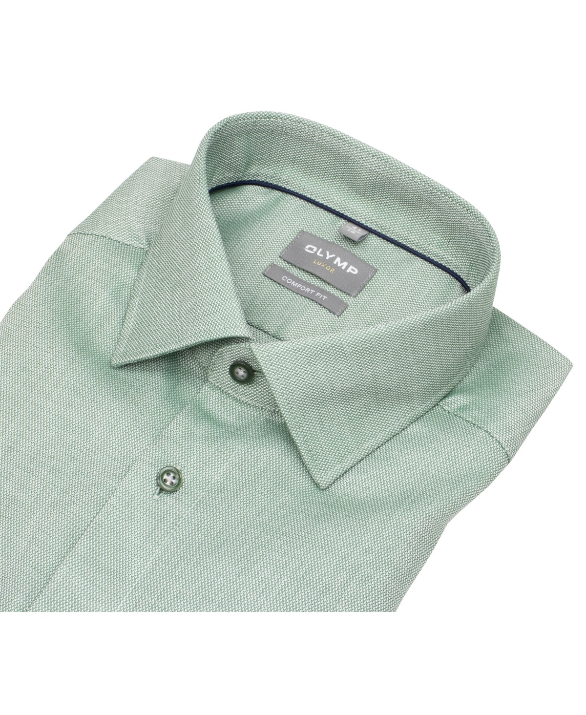 OLYMP Hemd - Comfort Fit - Struktur - Kontrastknöpfe - grün