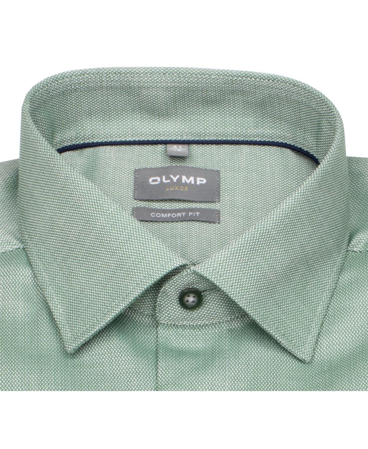 OLYMP Hemd - Comfort Fit - Struktur - Kontrastknöpfe - grün