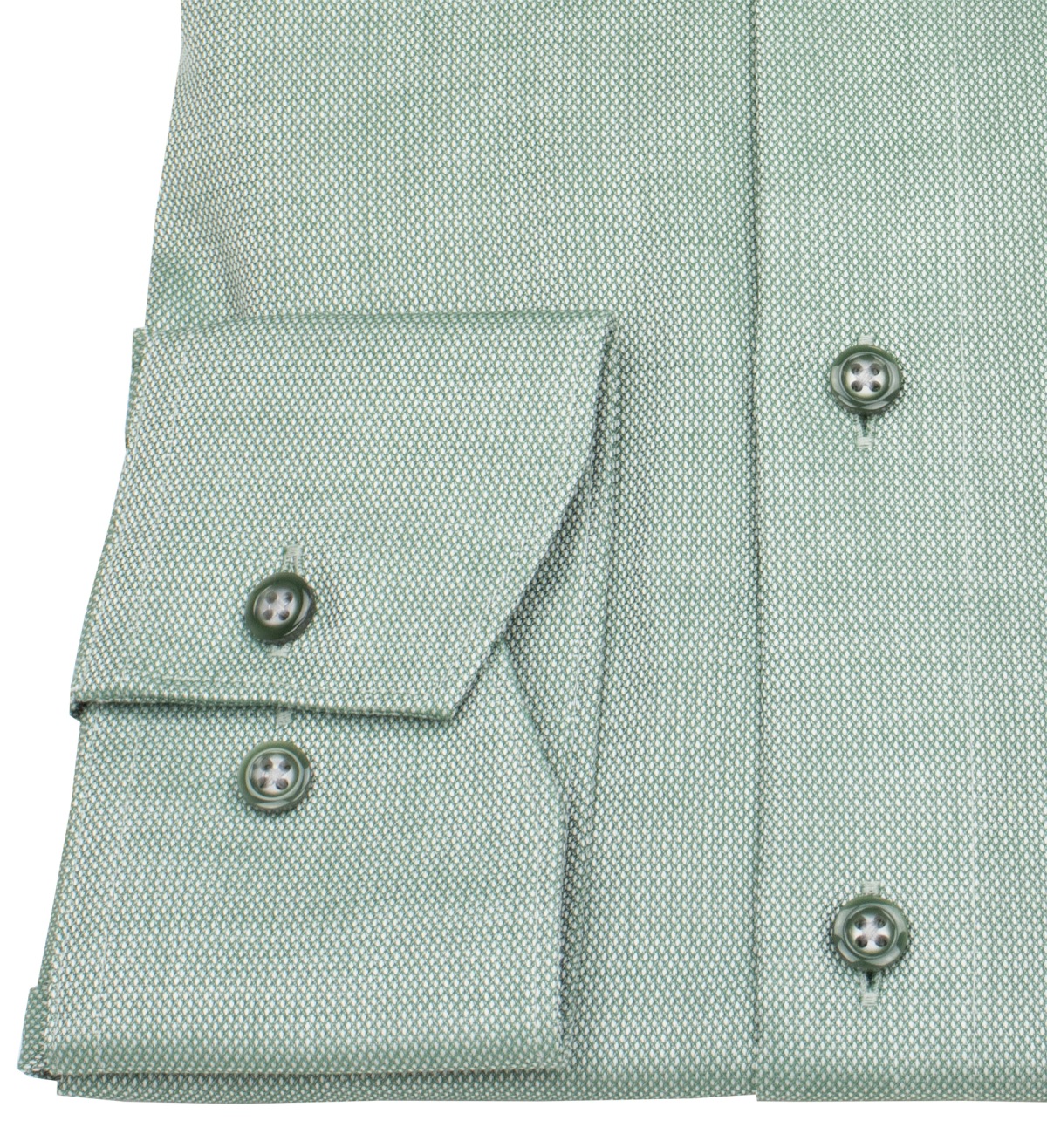 OLYMP Hemd - Comfort Fit - Struktur - Kontrastknöpfe - grün