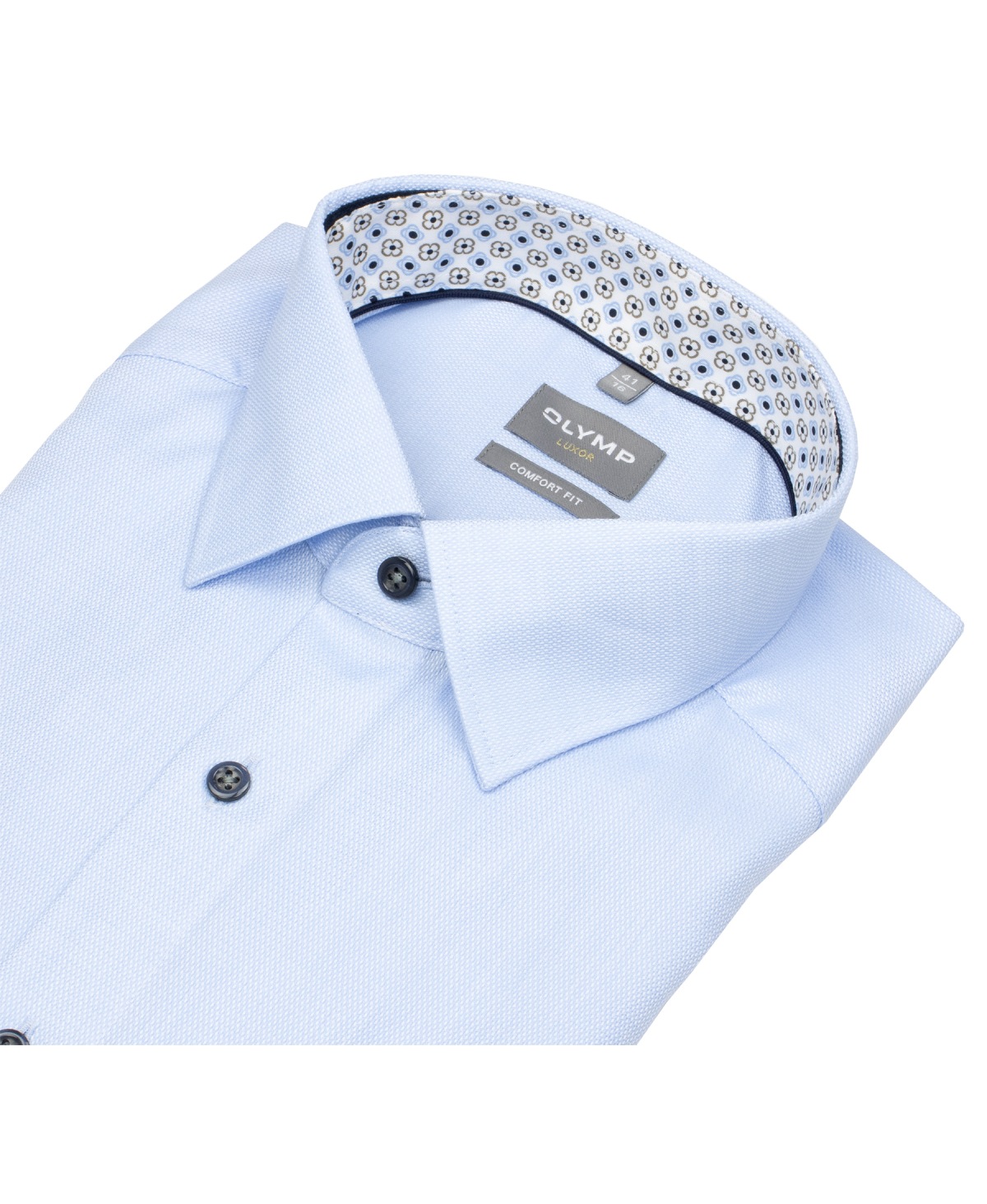 OLYMP Hemd - Comfort Fit - Struktur - Kontrastknöpfe - hellblau