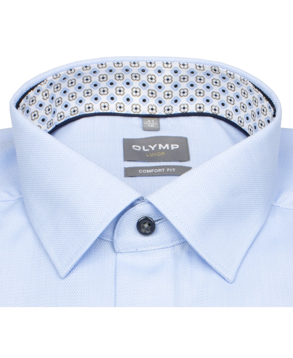 OLYMP Hemd - Comfort Fit - Struktur - Kontrastknöpfe - hellblau